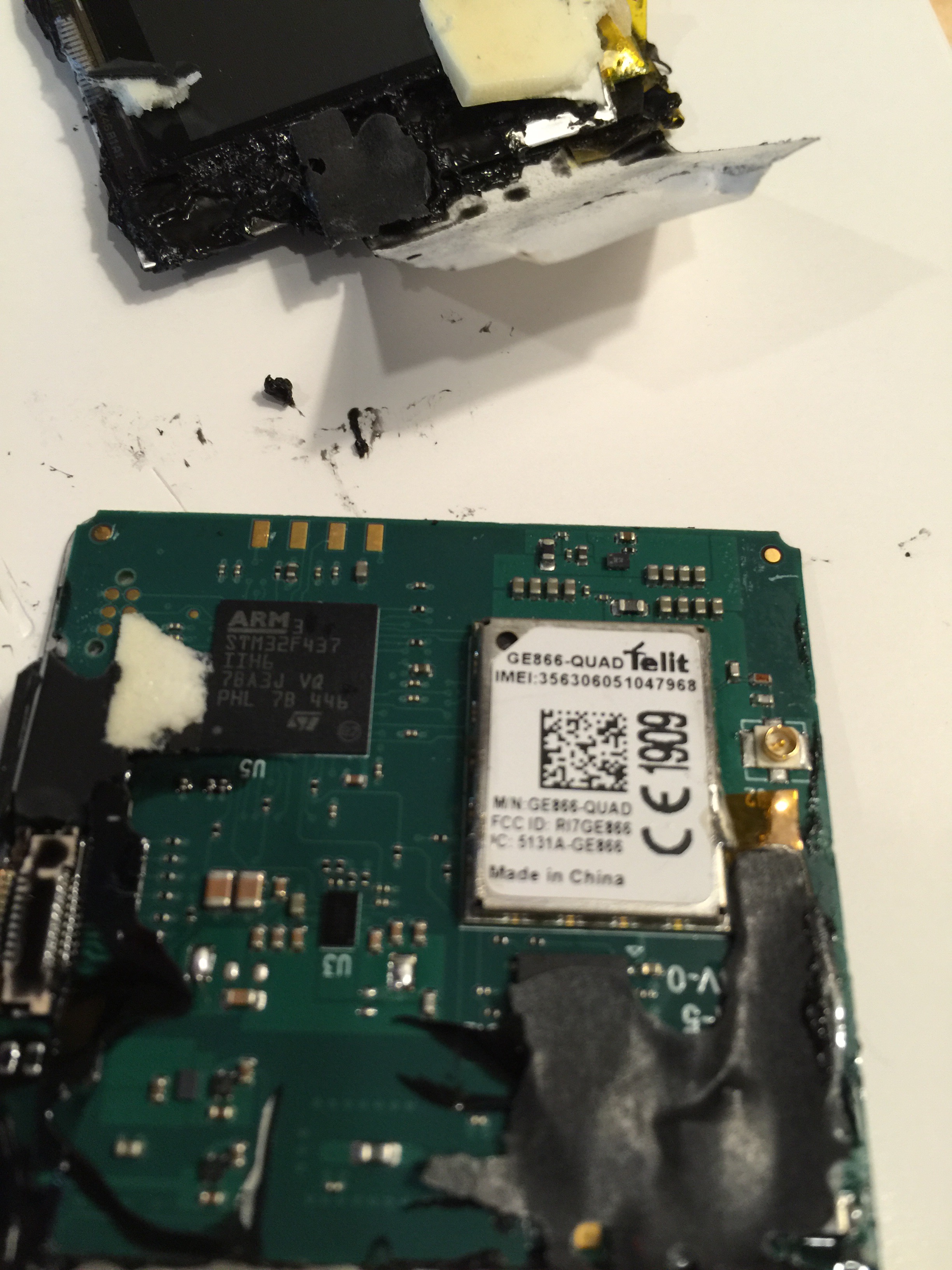 Cell module and STM32F437. Networking right next to private keys (I'm assuming - case hasn't posted any source code)