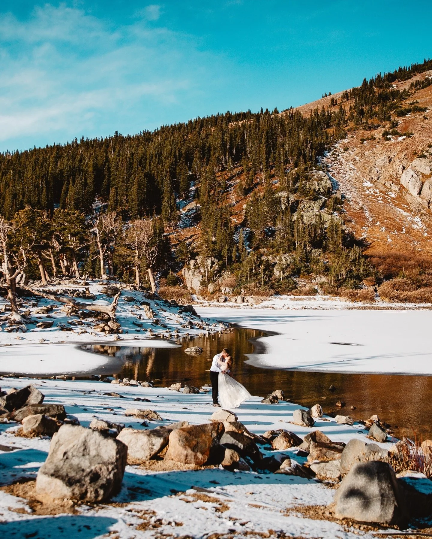 Just the three of us, a frozen lake, and the mountains as our witness. The cold never felt so warm.