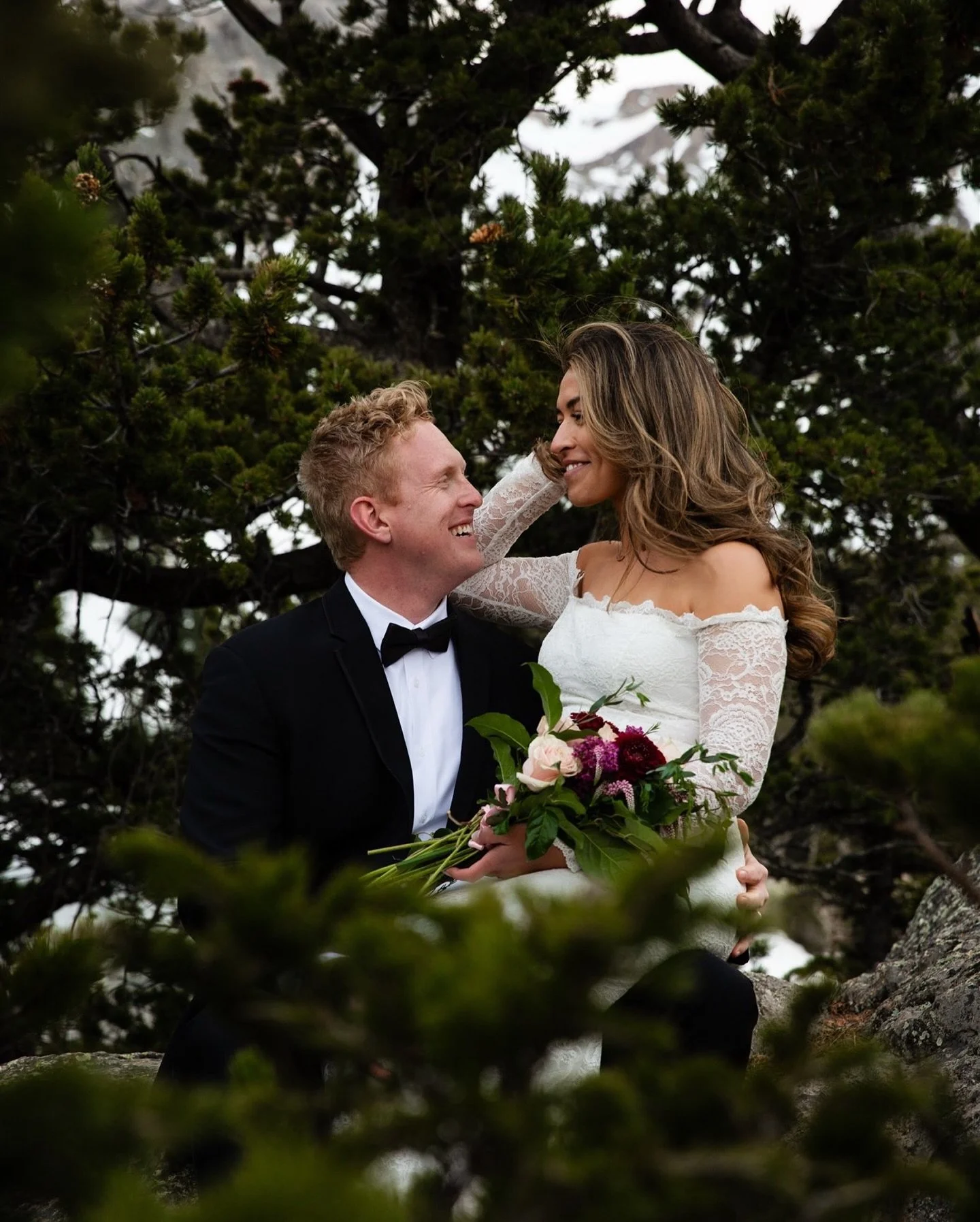 Priscilla &amp; Brandon, tucked into the trees above Dream Lake.

A quiet hike, a handful of unexpected moments, and a day that felt simple in the best way.

Just them, the mountains, and everything that mattered 🤍

If you&rsquo;re thinking of elopi
