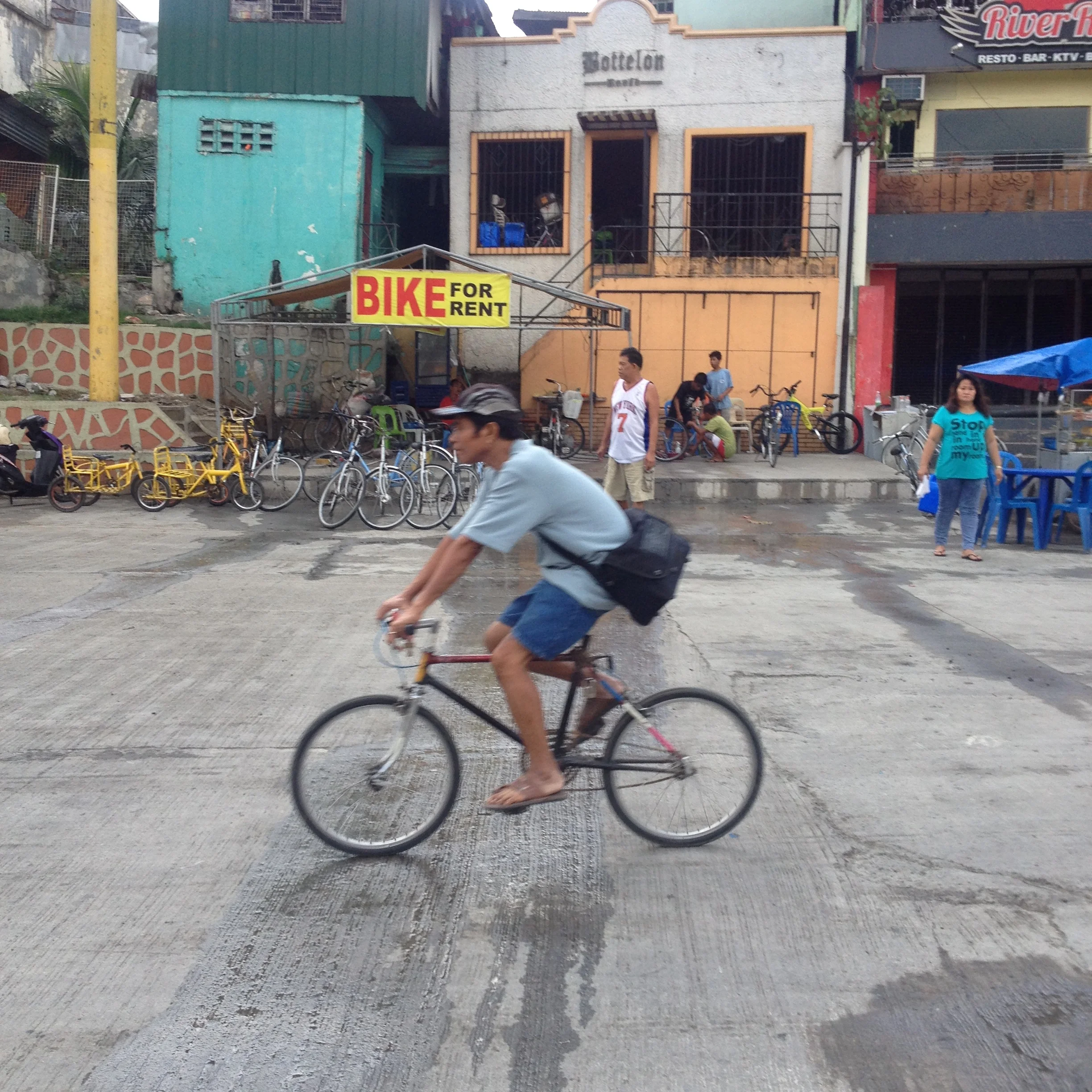 Bikes for rent along the Marikina River; Marikina has gone beyond simply laying out lanes to encourage biking. 