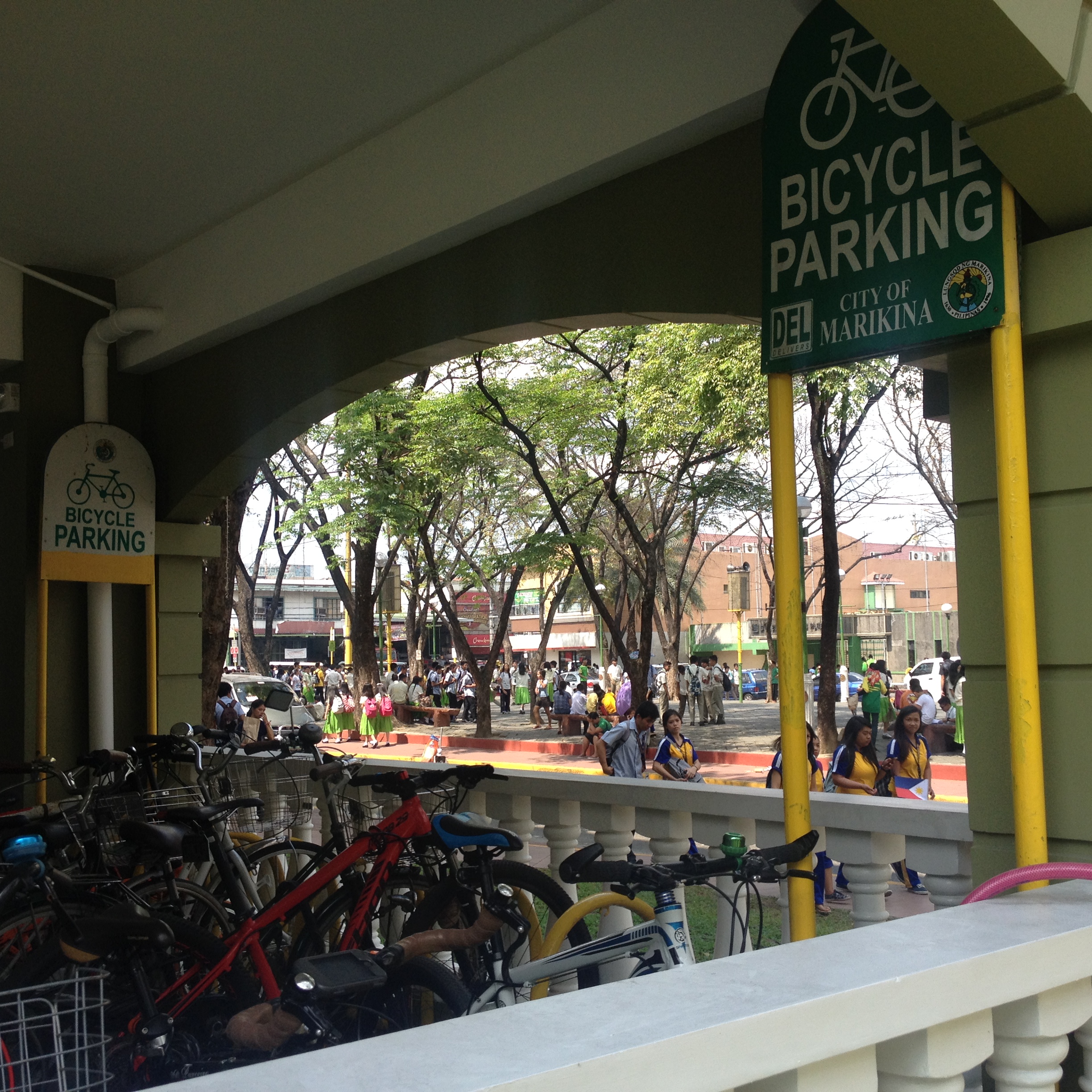 The bike parking at the City Hall. In front of the city hall is a plaza heavily patronized by the local student population from surrounding universities. Marikina seems to get the clustering of uses correct encouraging use of its public spaces. 