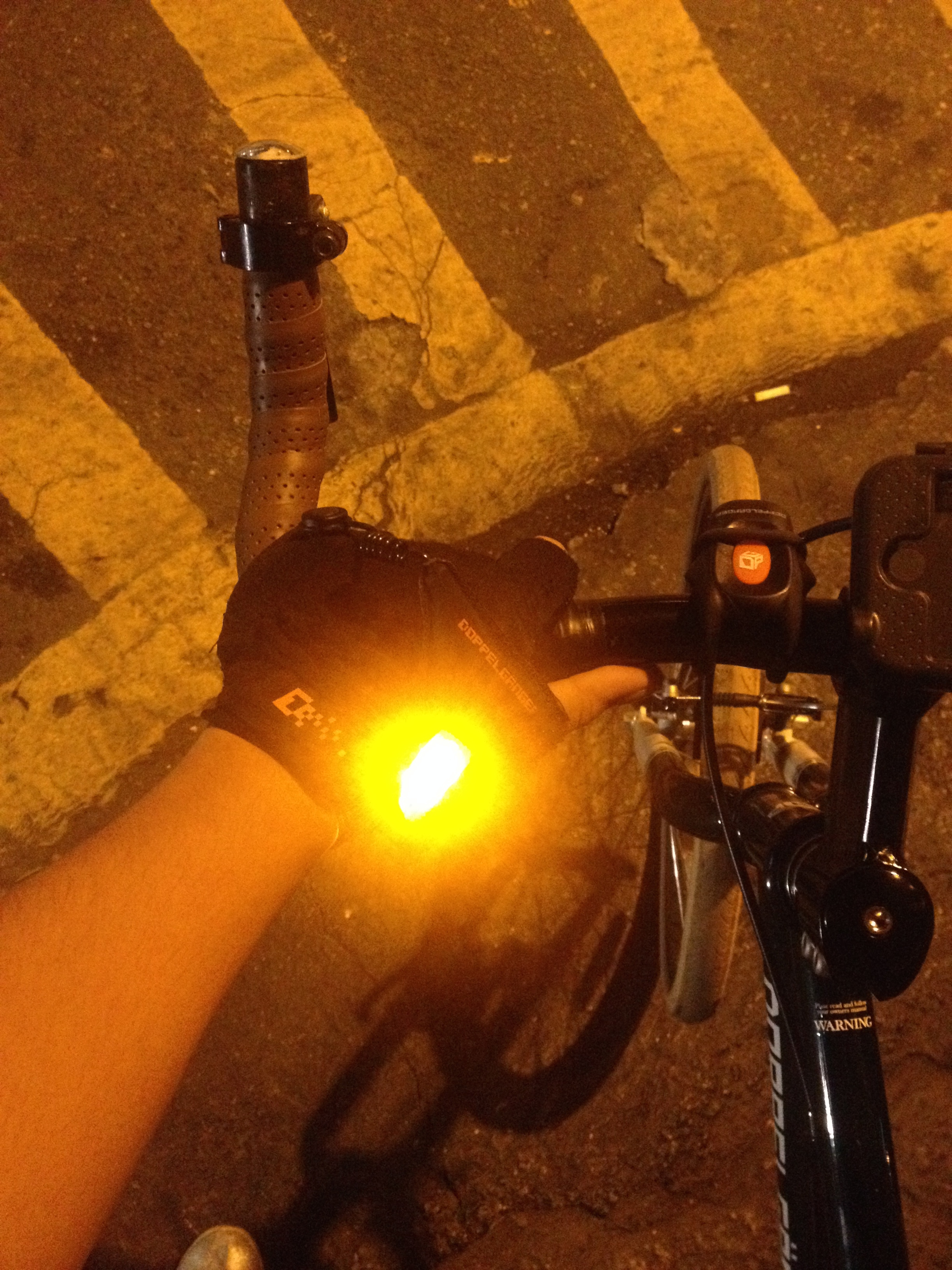 The gloves also come with lights on them for extra safe night riding. 