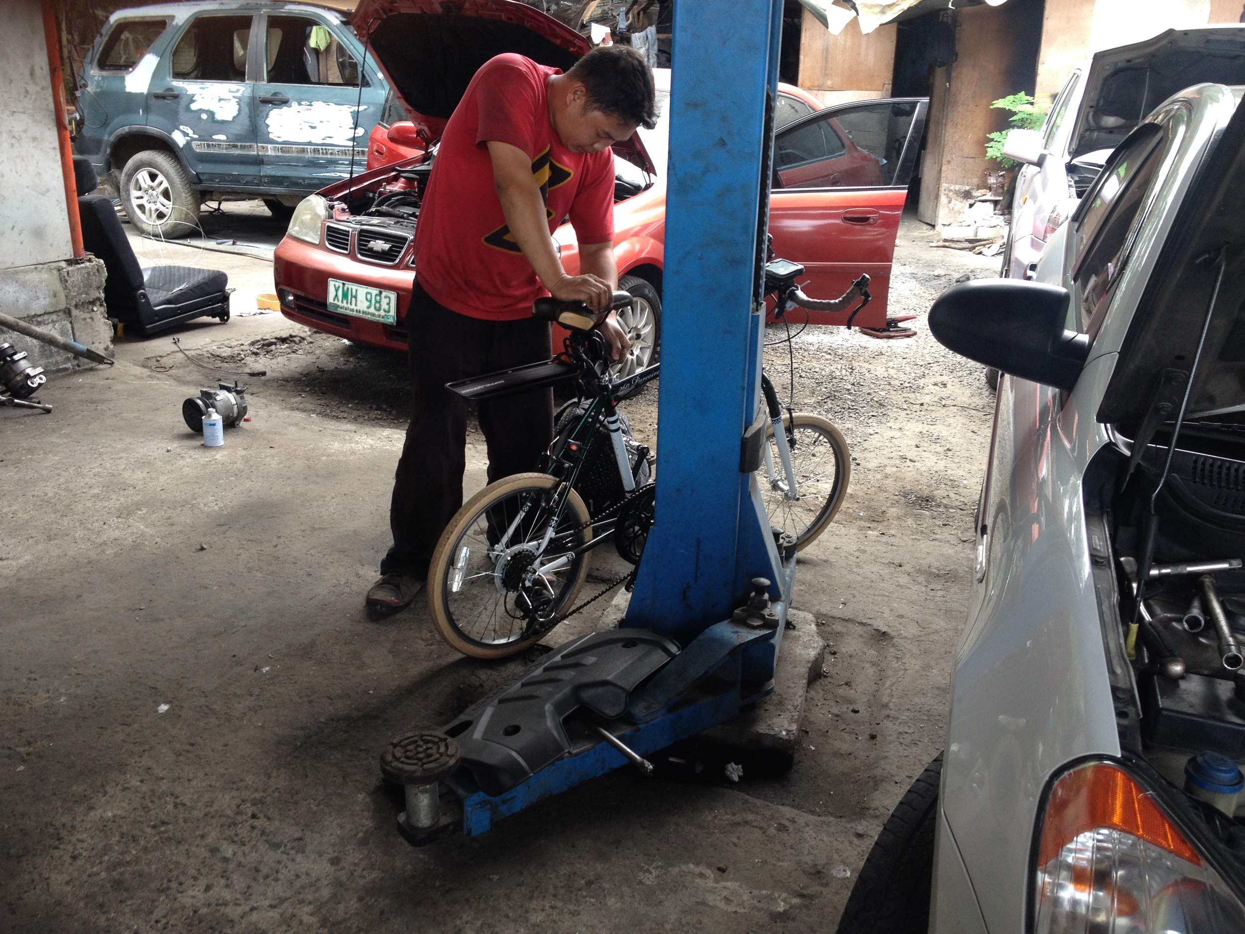 Needed a bit of TLC when a screw came loose. I stopped into a car mechanic shop and the guy fixed it right up, no charge. 