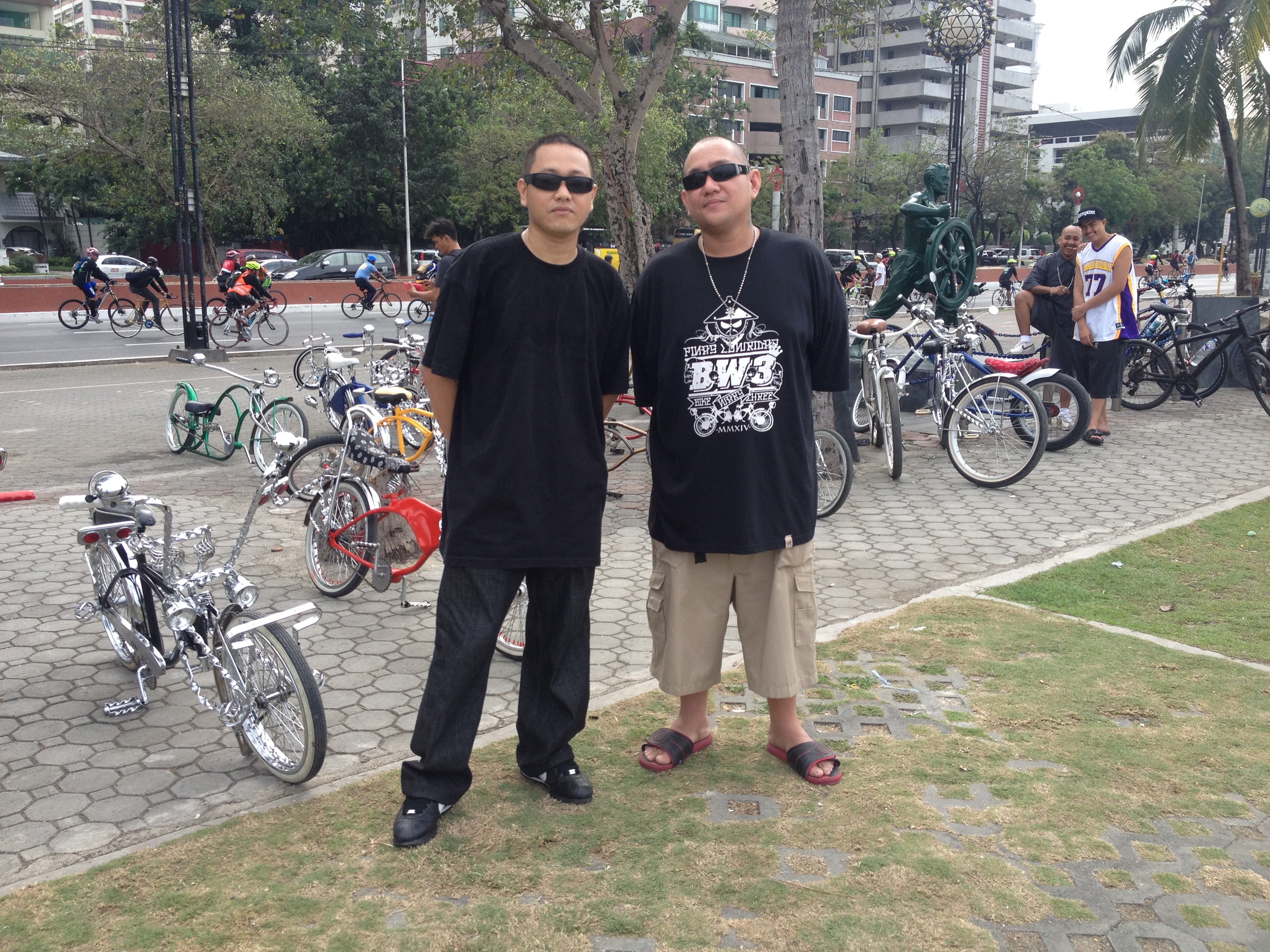 Mervin and Justin, the leaders of Pinas Lowrides a group based in Las Pinas, the largest group of its kind in Metro Manila. The group fabricates their own bikes at a factory in Las Pinas, host night rides, and weekend rides to Roxas Boulevard to show off their one of a kind creations- inspired by lowrider and hip hop culture in the US but integrating Filipino sensibilities and materials. 