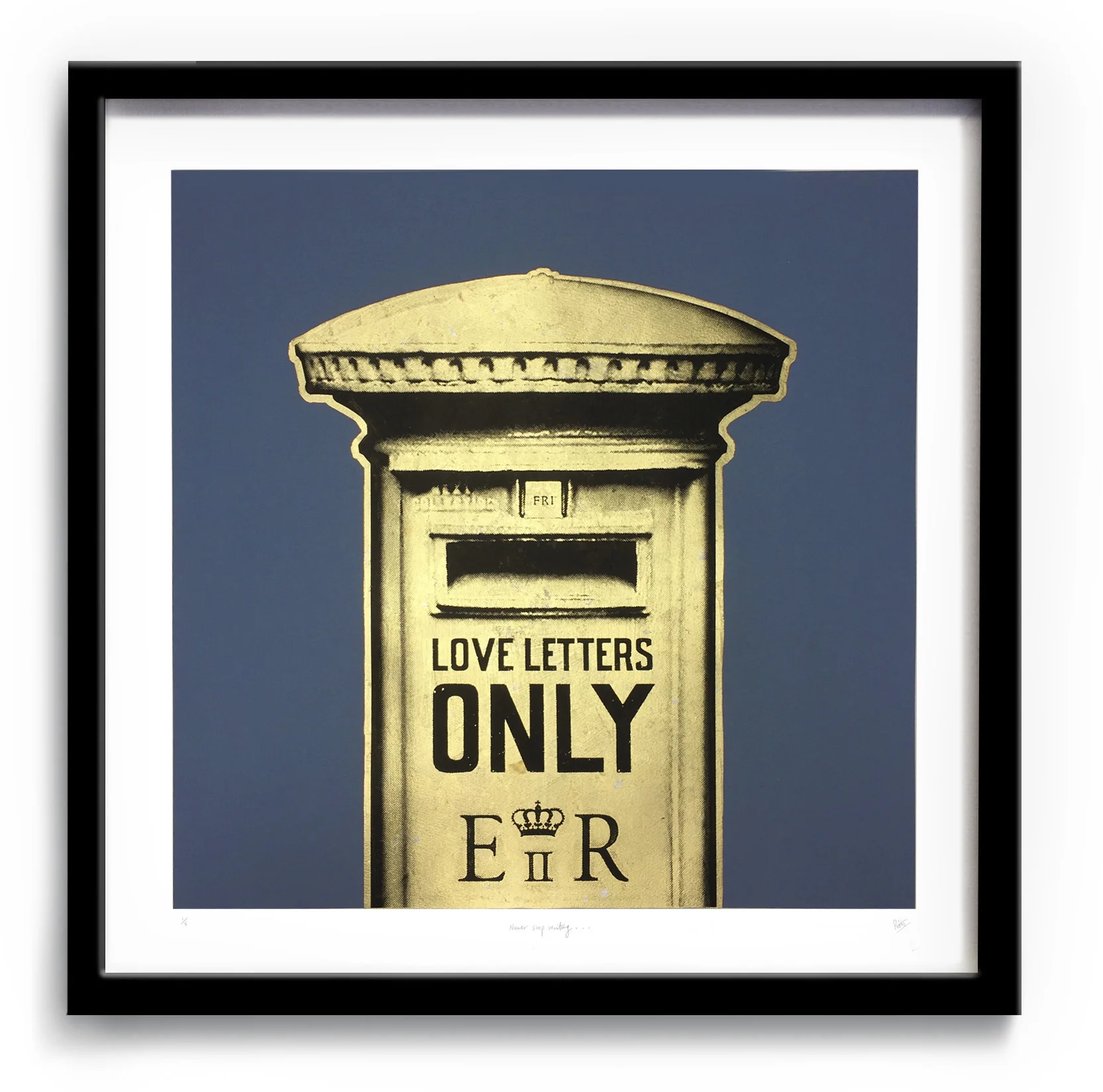 Letters Only "Never stop writing" Navy/Gold