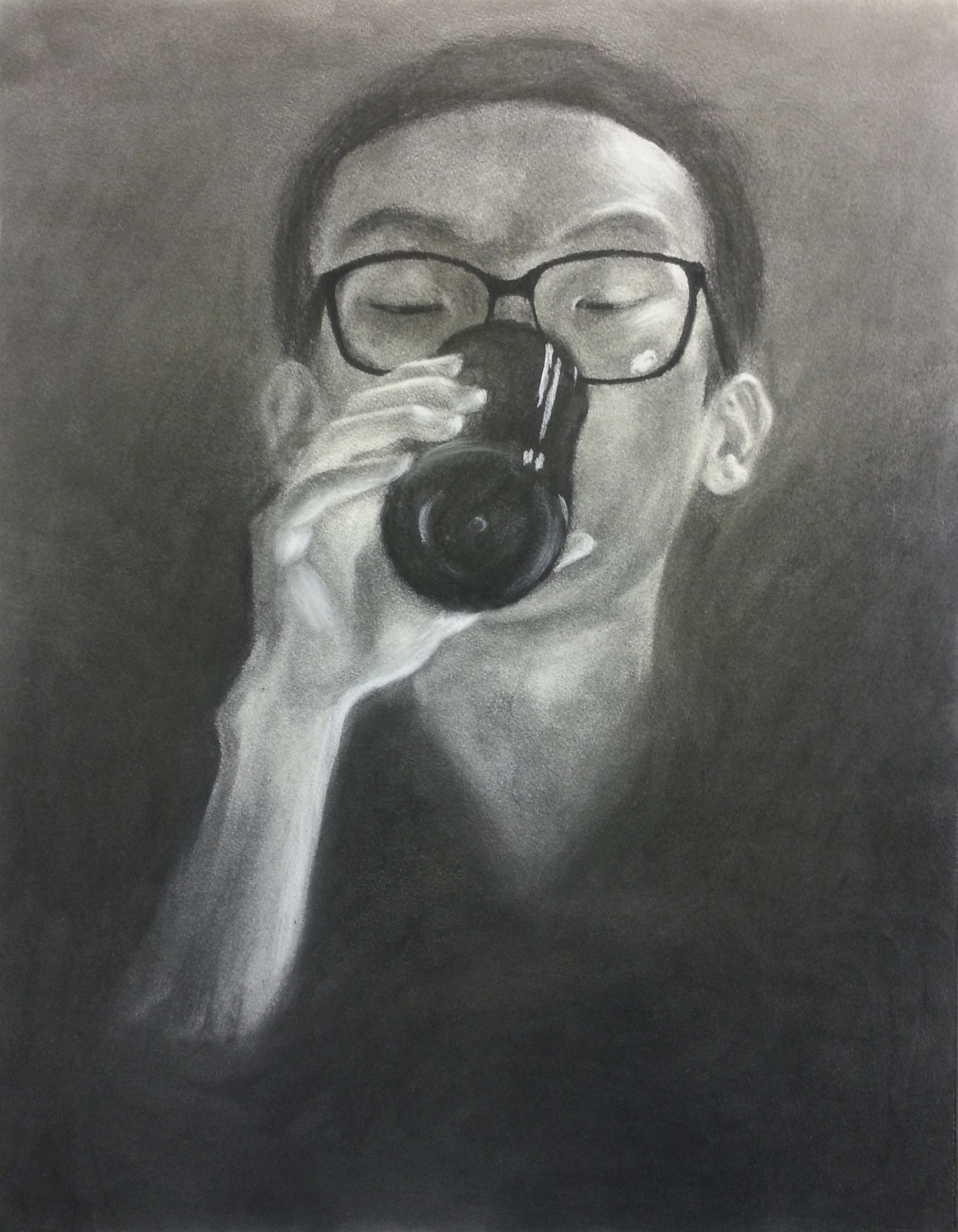 Self-portrait with water bottle