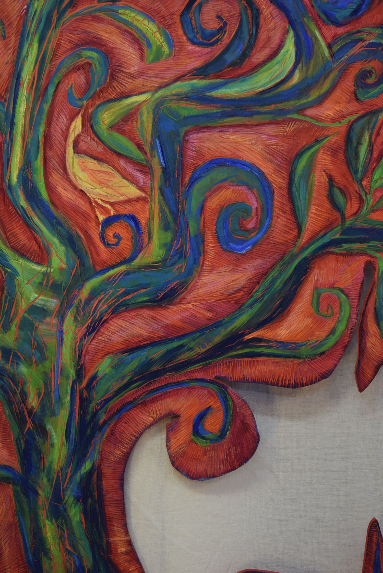 detail levensboom met vogels