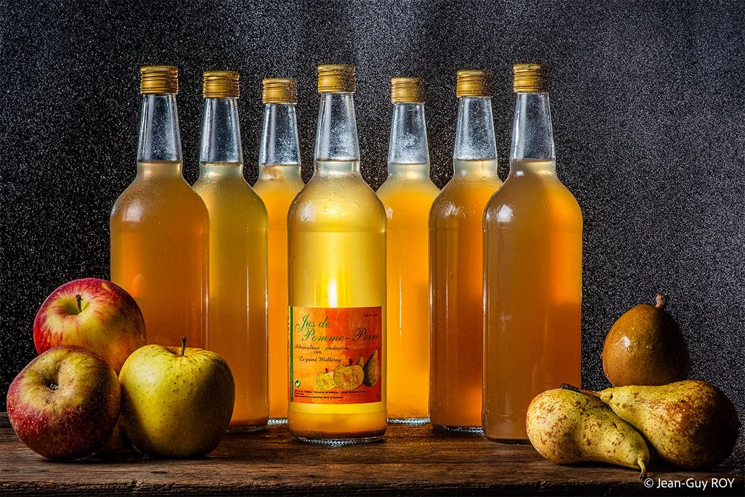 Jus de pomme-poire "Le grand Melleray" sous une bruine de fines gouttelettes - Val de Loire