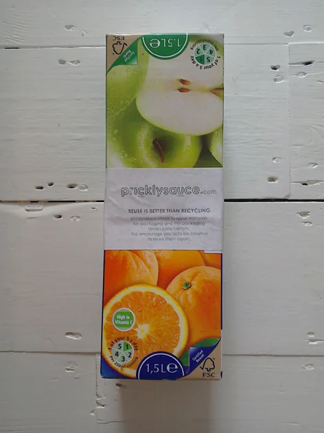 Reuse of orange juice cartons - strong and waterproof - to post a hangUp skate
