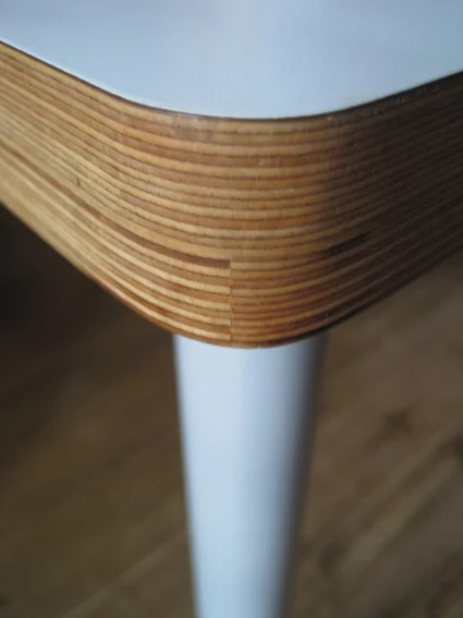Utilitarian everyday table - Stacked ply + white melamine