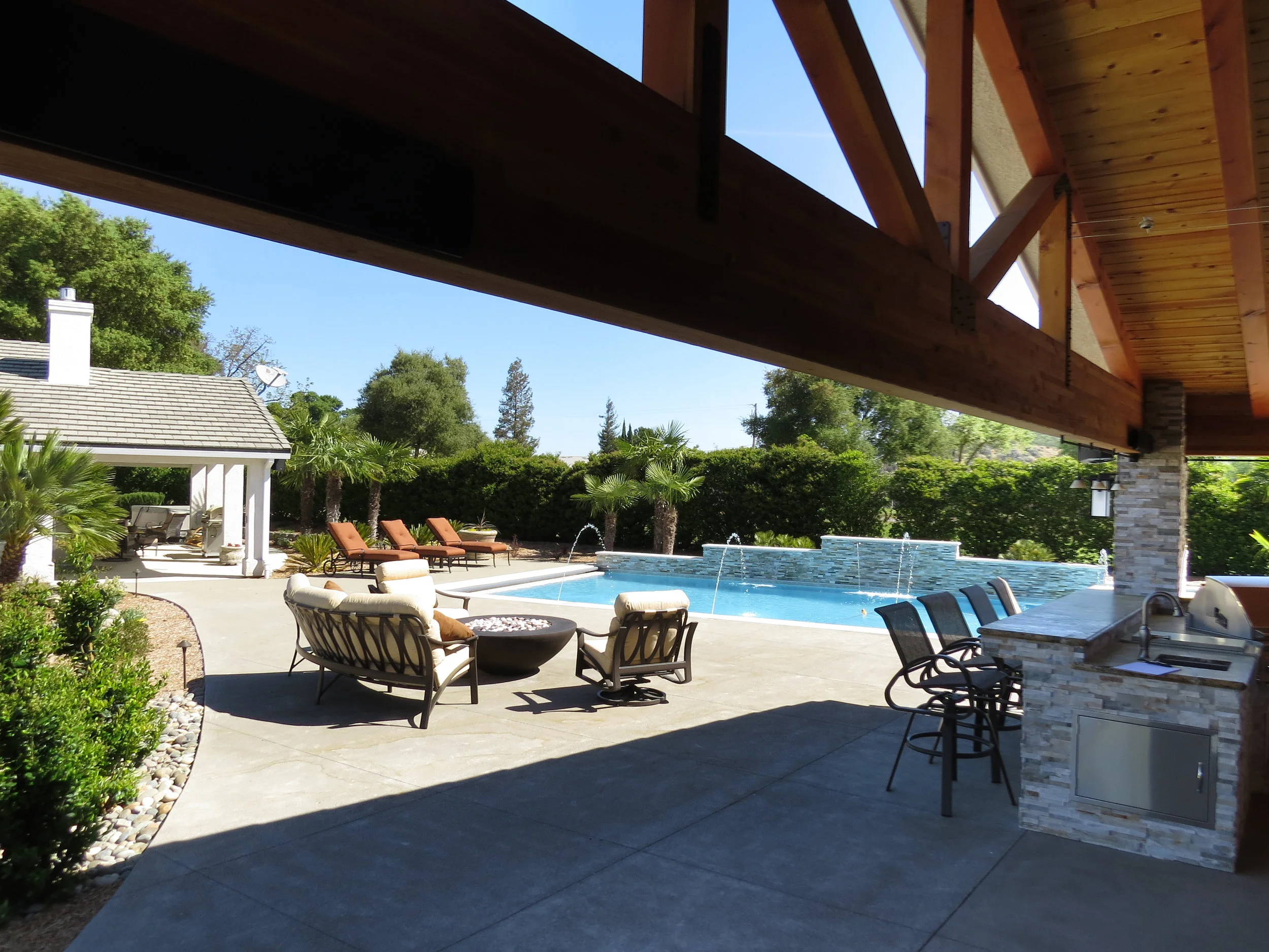 Outdoor Kitchen and Pool Area