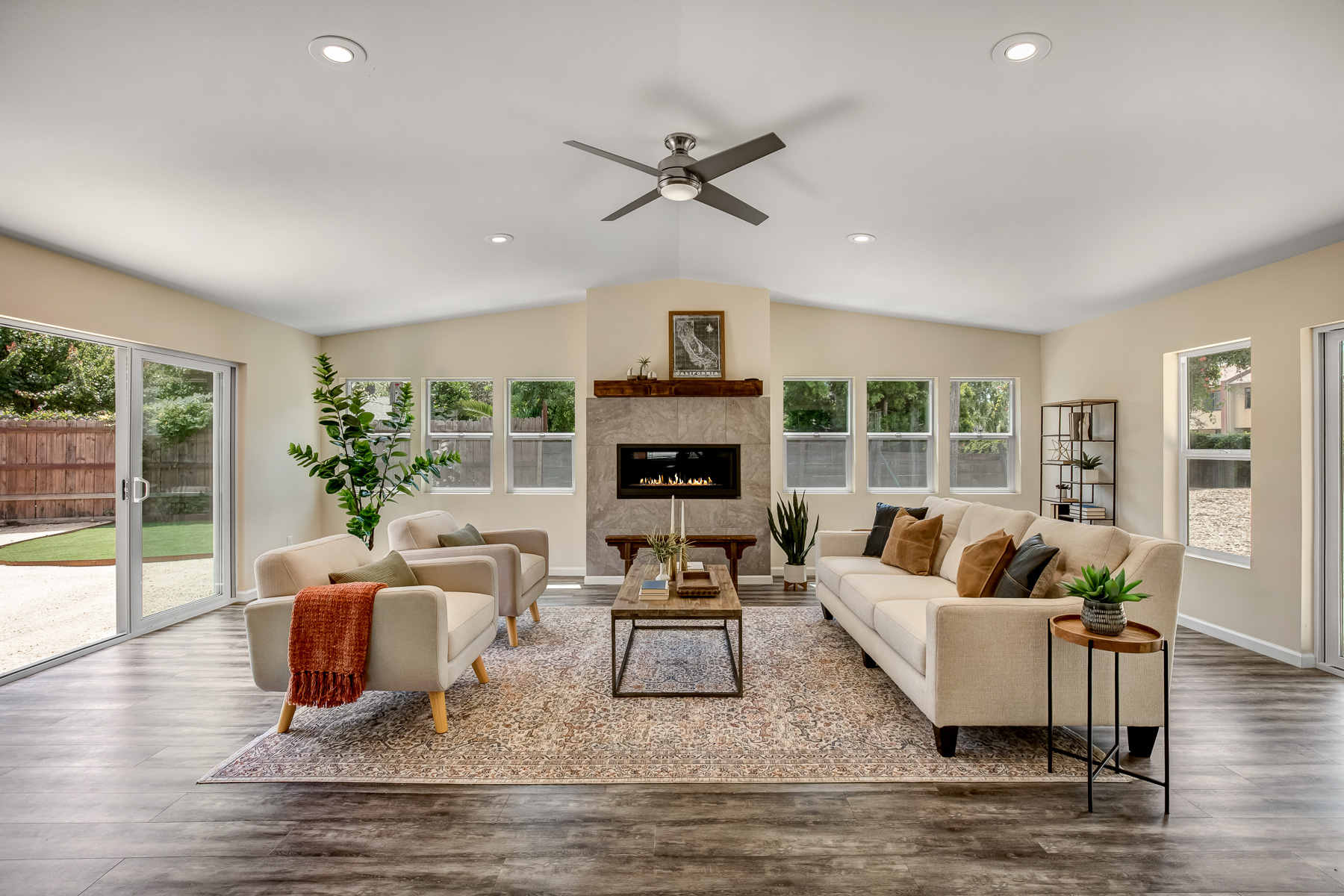 new living room and fireplace