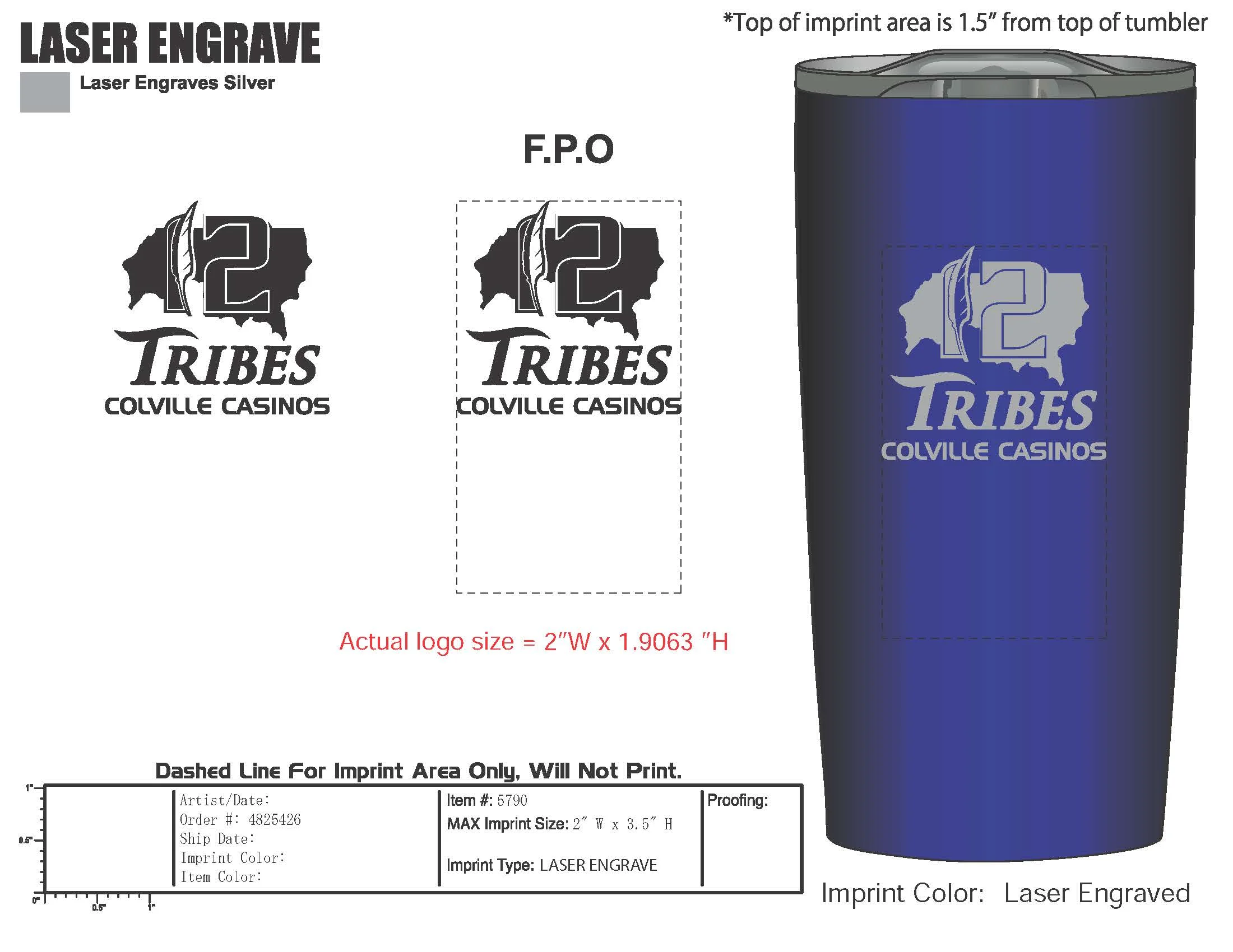 20 ounce royal blue Stainless Steel Tumbler with Laser Engraving