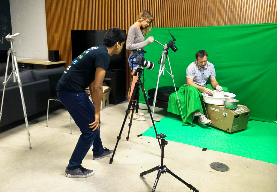 We used green screens to create a hologram tutorial.