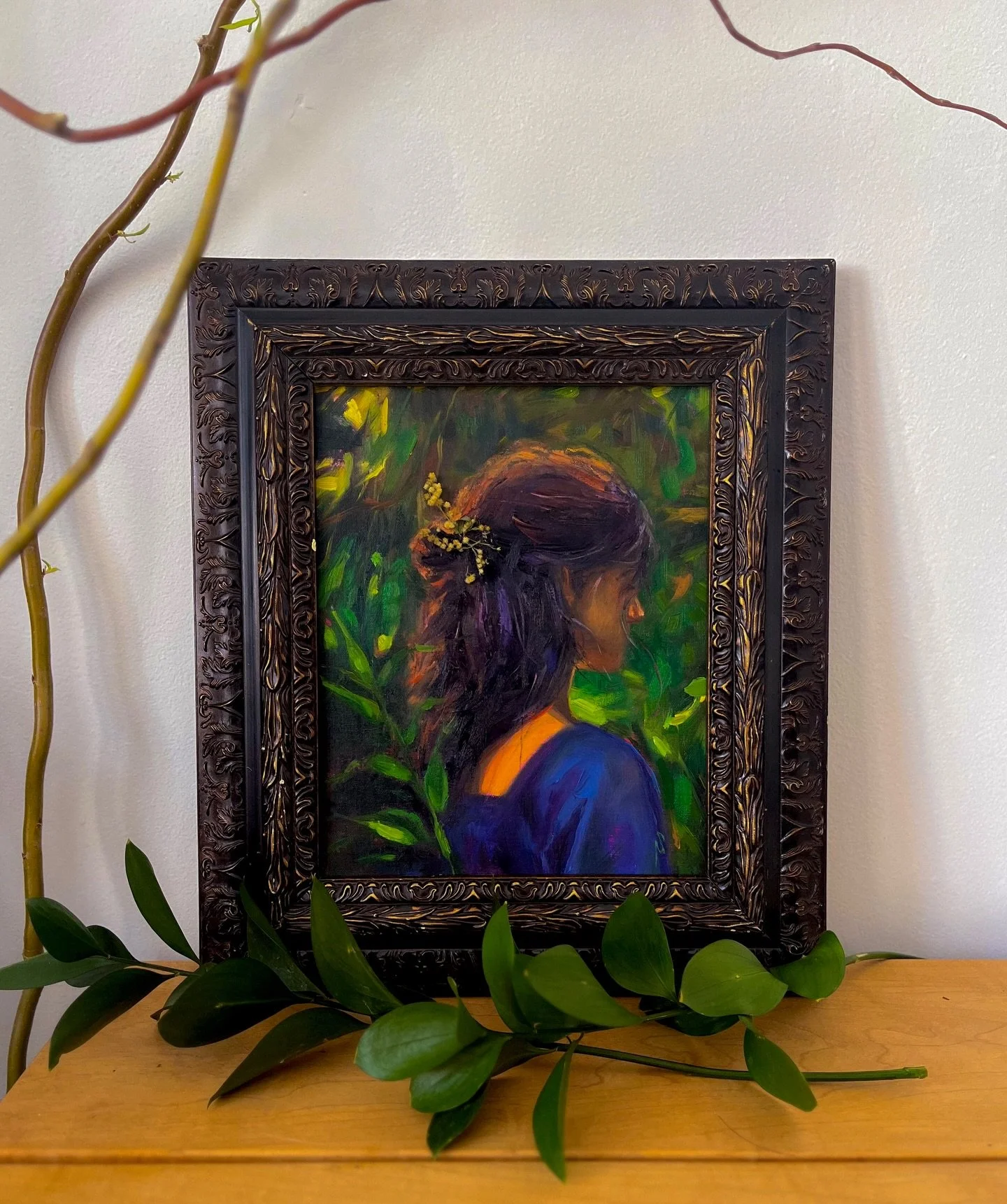 Everyone, meet &lsquo;Seeker&rsquo; 

She is a little but fierce 8&rdquo; x 10&rdquo; that I intended to be a study to help inspire my next series. If you look closely, you&rsquo;ll find that I infused real flowers into her hair. I just love a little