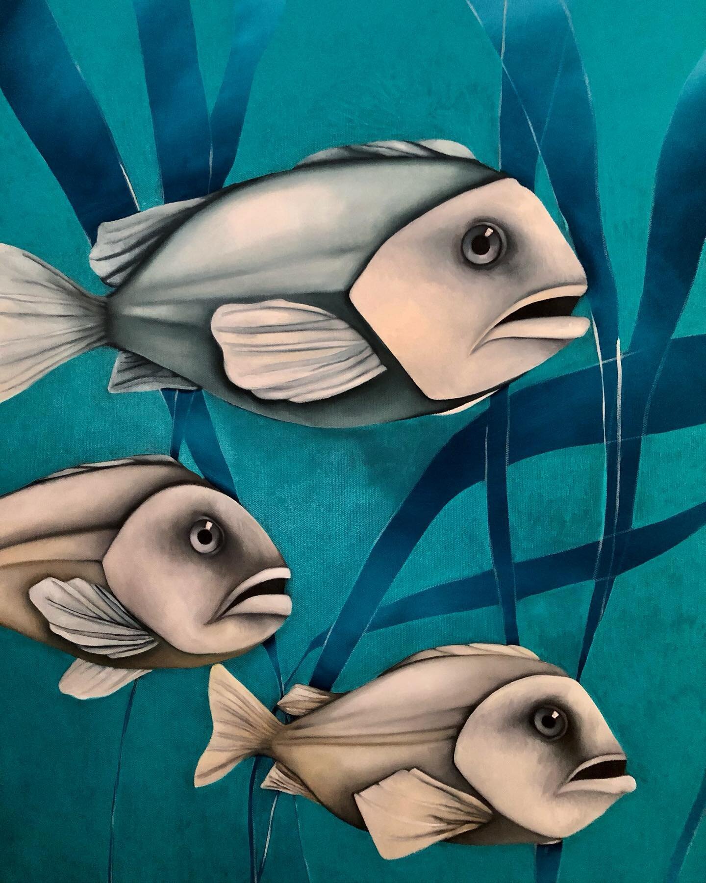#detail #wip

My #instafeed is all over the place these days, just like my brain!
Here are some fish, inspired by visiting the #vancouveraquarium 
#pnw #pnwlife #salishsea #georgiastraight #fish #seaweed #art #painting #design #interiordesign #vancou