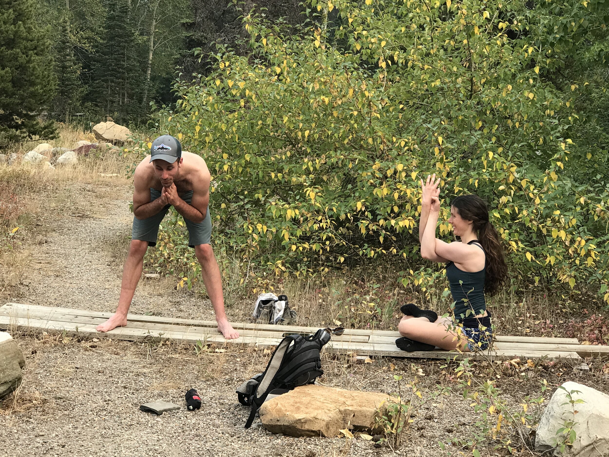 Being goofy with my sister after a hike in Glacier NP. 
