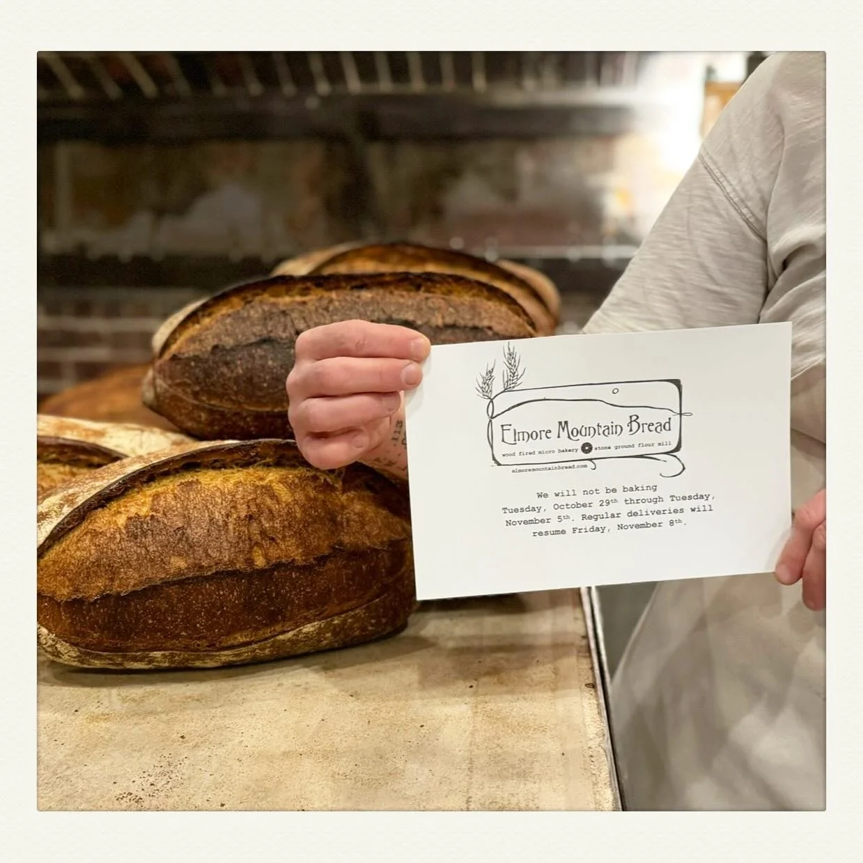 !!! FALL BREAK UPDATE!!! We will be delivering today, Friday (10/25) but will then be taking a break for a couple of weeks. Stock up and we&rsquo;ll see you when we get back! #woodfired #millyesterdaybaketoday