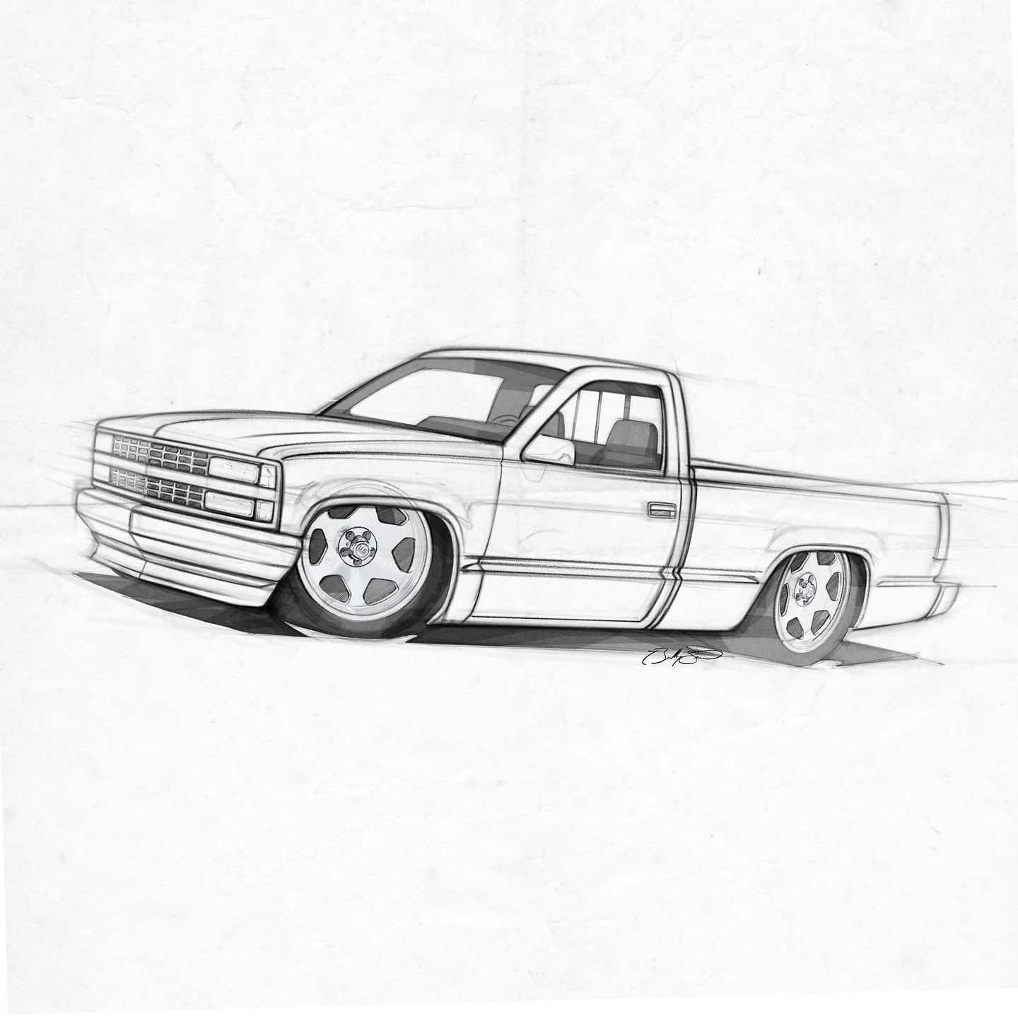 One last classic 90s pickup to round out the series, OBS Chevy in progress ✍🏻

@procreate