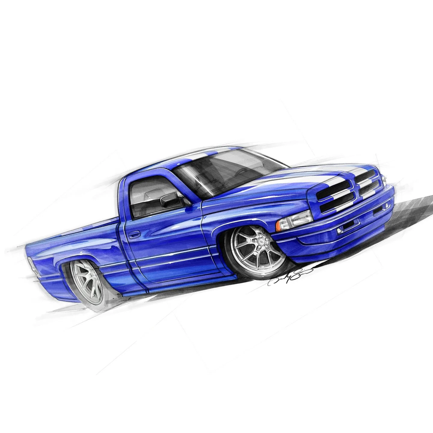Part 2 in my 90s pickup series, the second Gen Dodge Ram in its ideal form ✍🏻

Drawn with @procreate on my iPad.