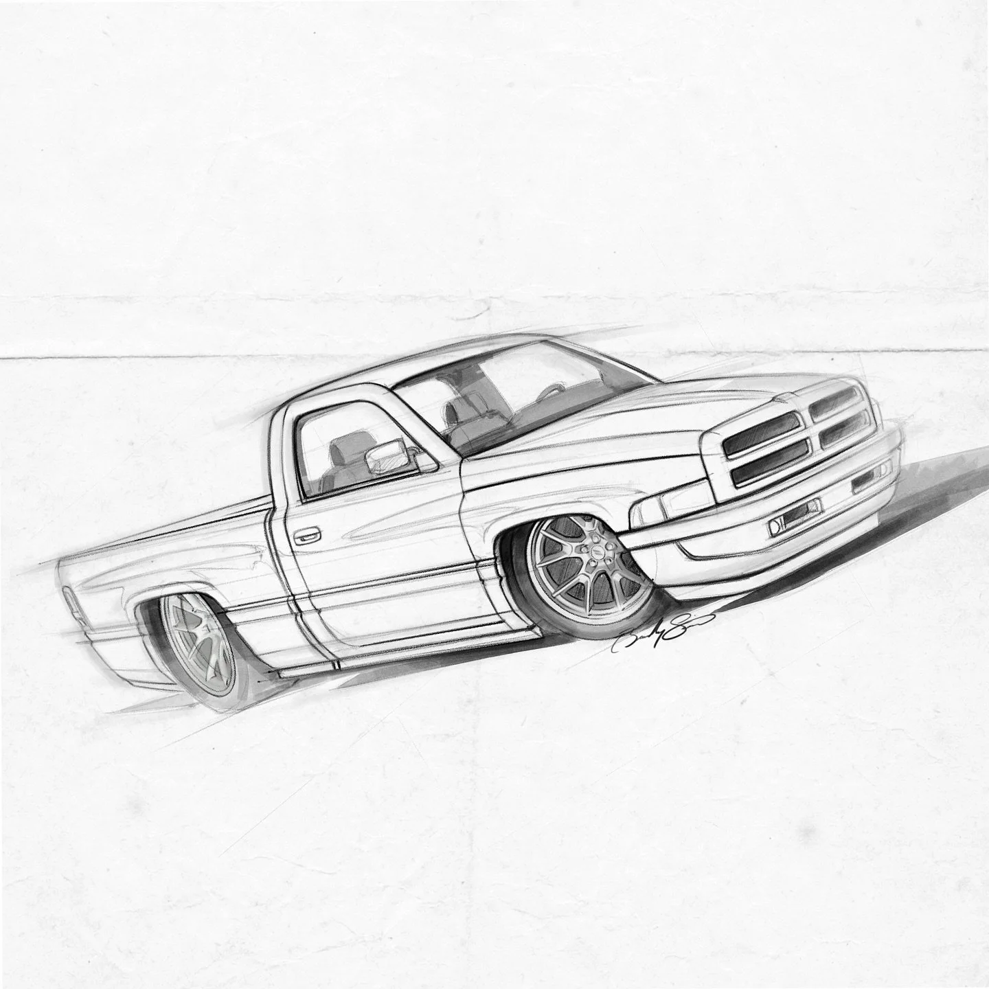 90s Dodge Ram (icon) study ✍🏻

Part 2 of my series of pickups from the 1990s, the Dodge was the biggest deal and it&rsquo;s also the most difficult to draw 😅. Color up next!