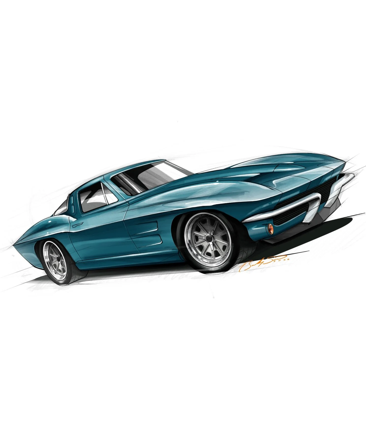 Latest sketch completed in @procreate on the iPad, C2 Corvette with tasteful upgrades and little less chrome trim than stock. Swipe to see the process ✍🏻

#automotiveart #illustration #sketching #procreate #corvette