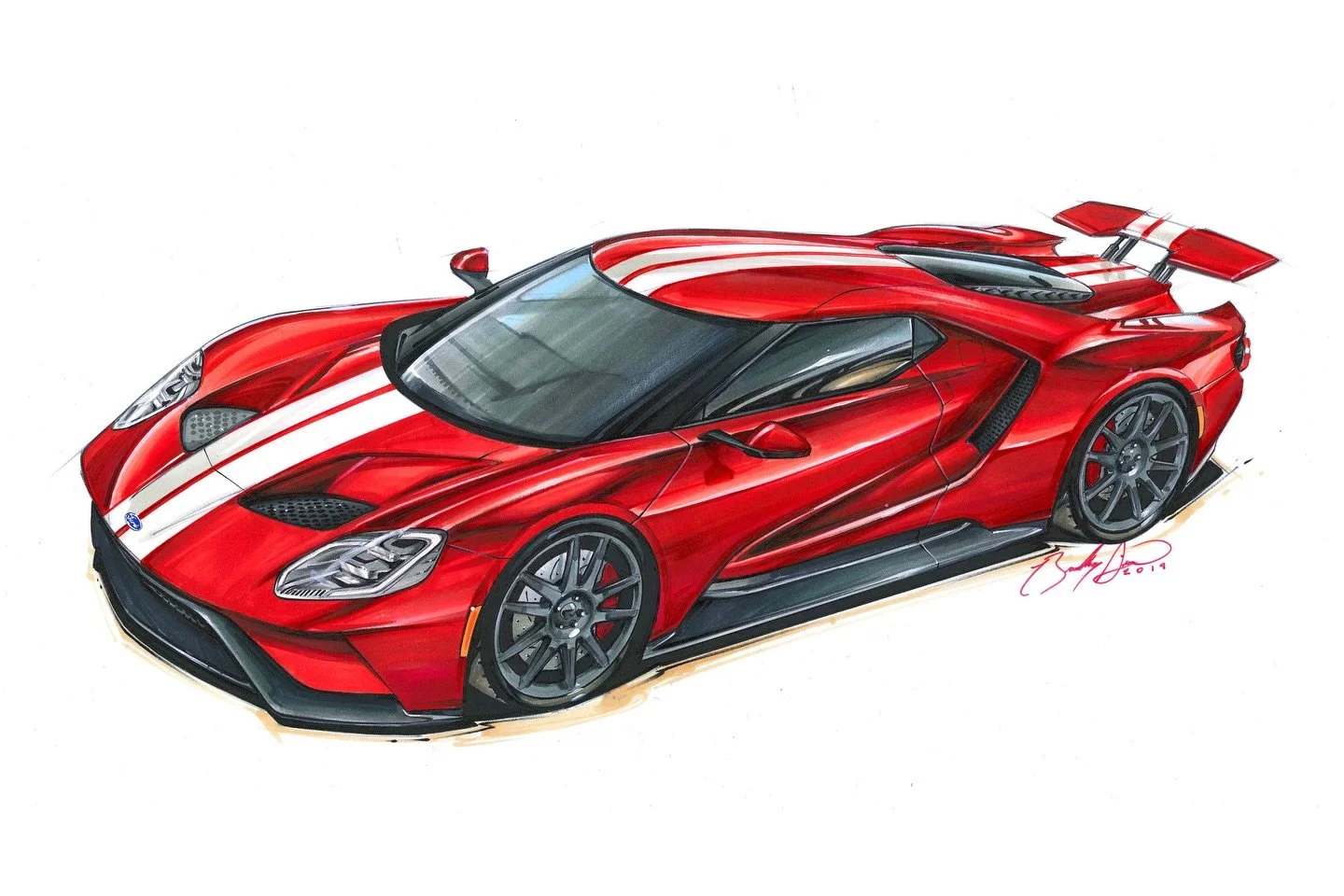 One of my favorite pieces from 7 years ago, must&rsquo;ve been on a high details kick that week.  Will never forget how hard it was to get all the lines of the Ford GT correct, definitely well worth the headache.