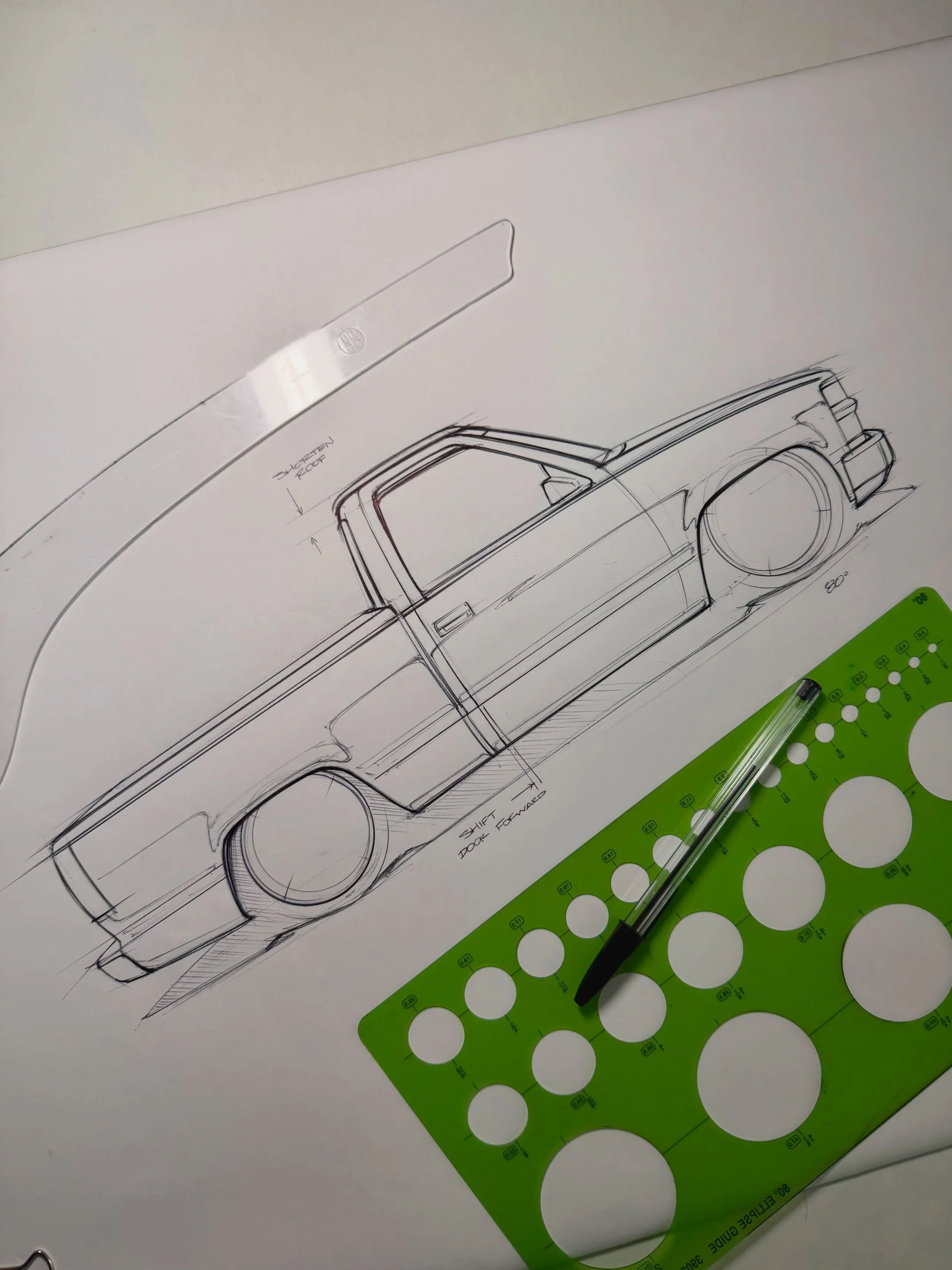 My brain these days is filled Squarebody Chevys, OBS Chevys and not much else.  Rough line sketch of the next piece before cleaning things up and laying down some color ✍🏻