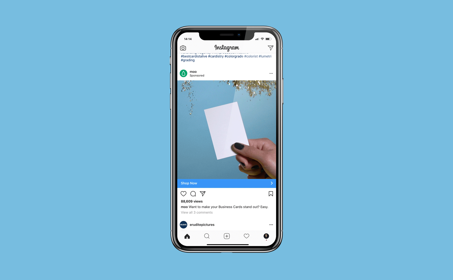 iPhoneX_Gold_Carousel_Blue_MOO_Paid_Social_Marketing_Erudite_Pictures3.gif
