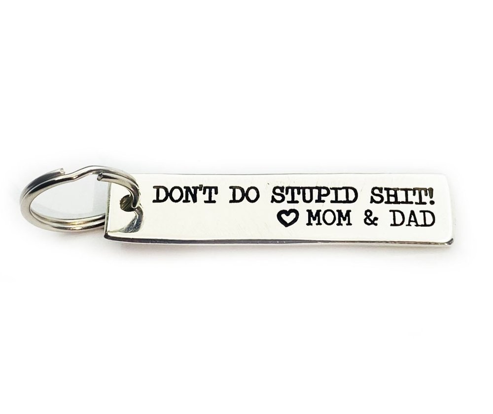 Mom to Son - Don't Do Stupid - Black Keychain in a Box