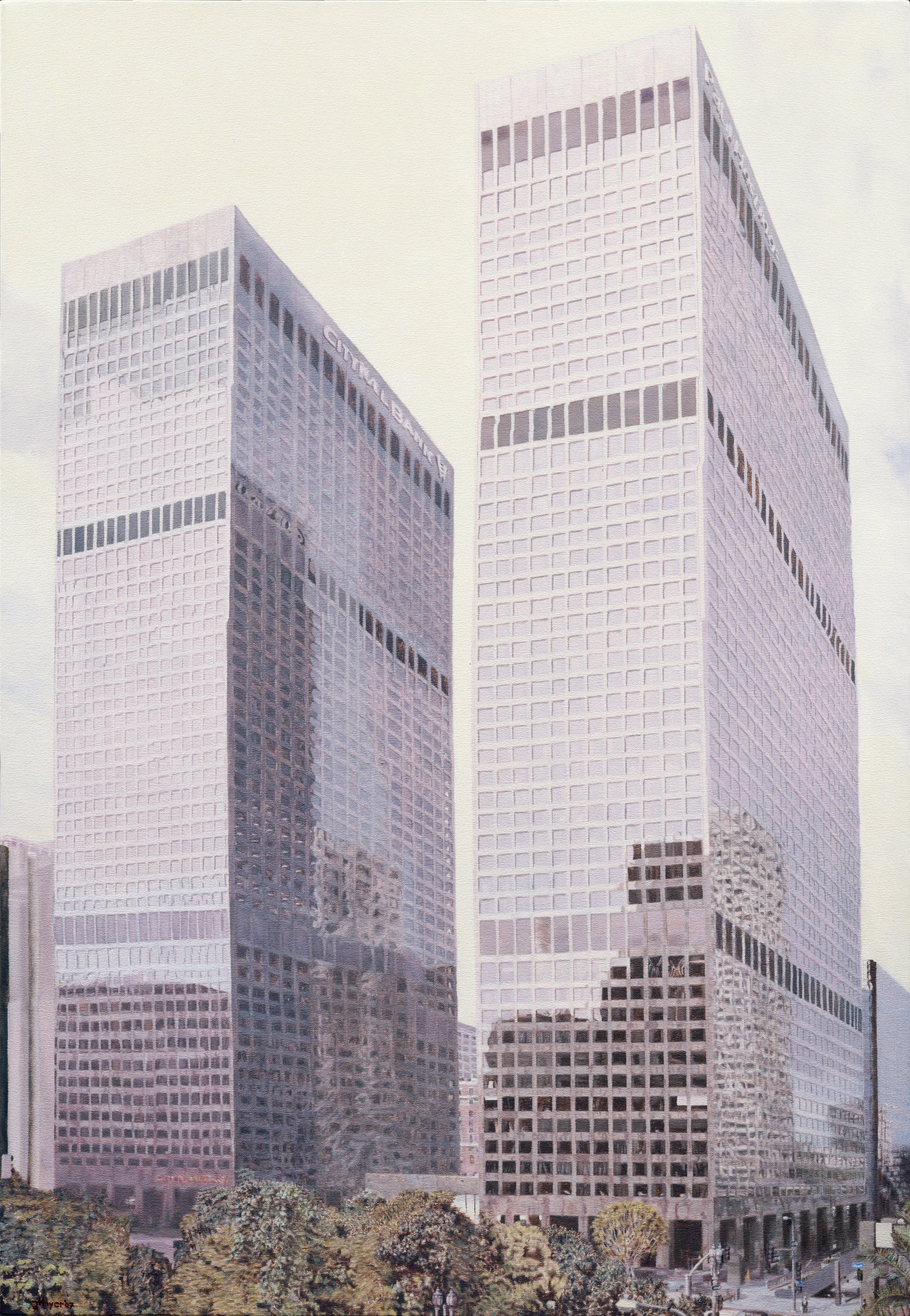   Arco Towers , 2007 Oil on canvas 35 x 50 inches 
