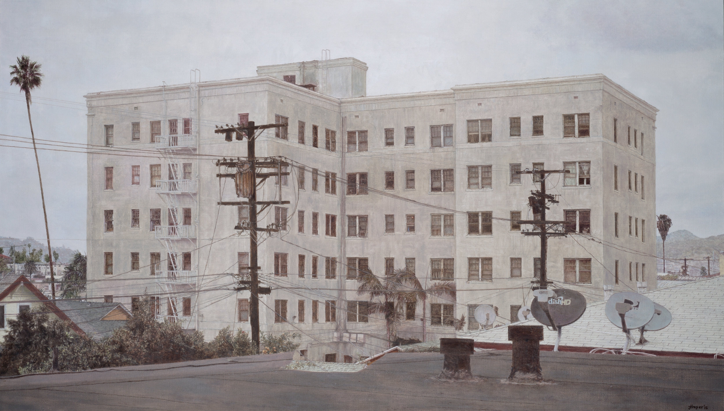   Wilshire Center Building , 2015 Oil on linen 40 x 70 inches 