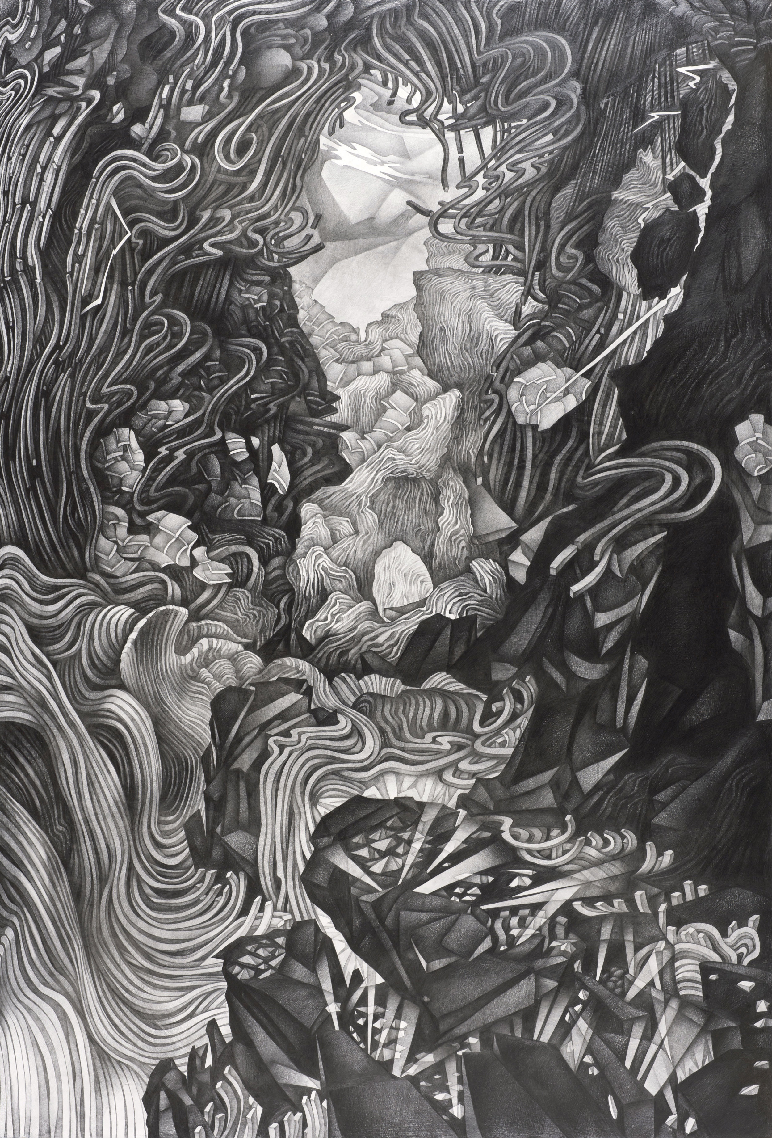   Disassembling Landscape II , 2013 Graphite on panel 72 x 49 inches 