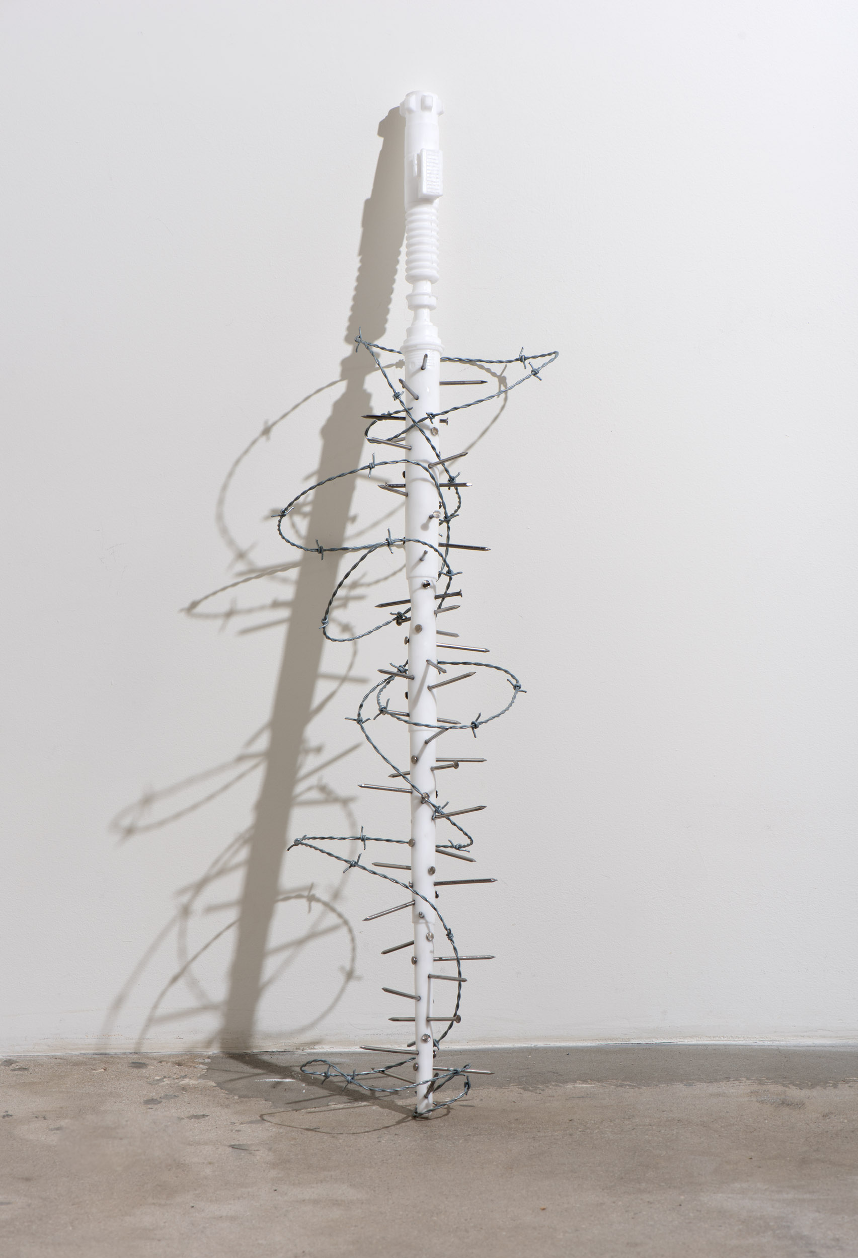   Morning Star , 2018 Urethane, pigment, nails, barbed wire 41 x 8 x 8 inches 