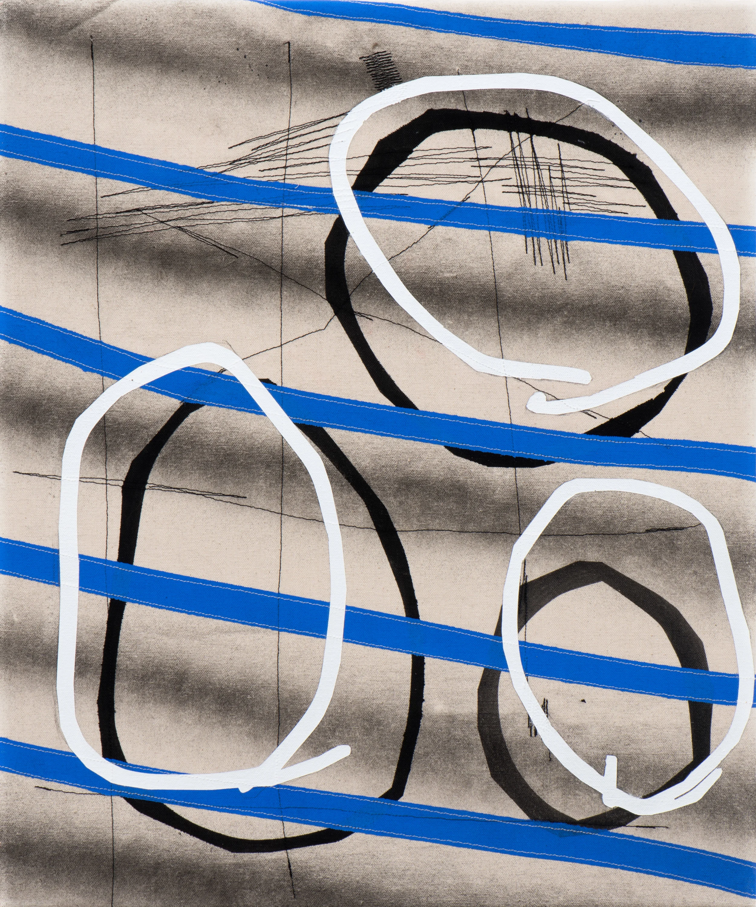 Christopher Iseri Drawn Line , 2018 Flashe, acrylic, graphite, and thread on canvas 20 x 24 inches