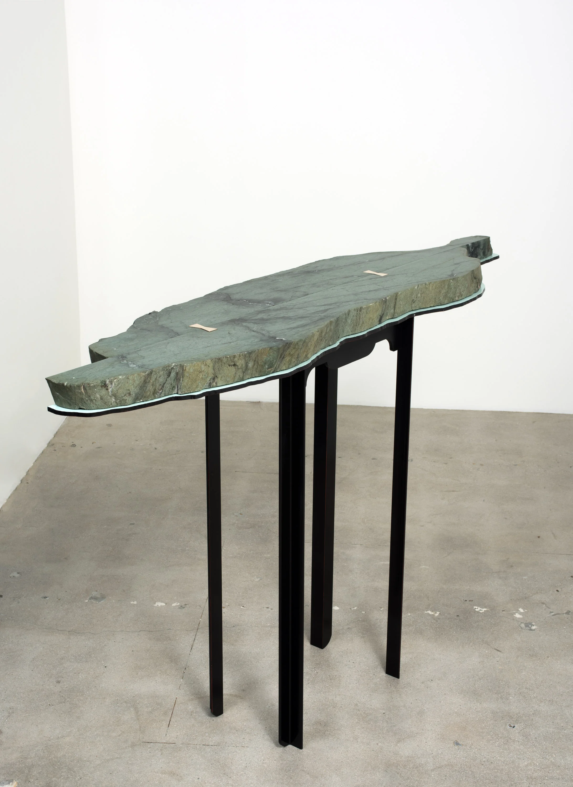 III Model of an Earth Fastener on the San Andreas Fault , 2019 Steel, enamel, greenschist, and bronze 45 x 69 x 18 inches
