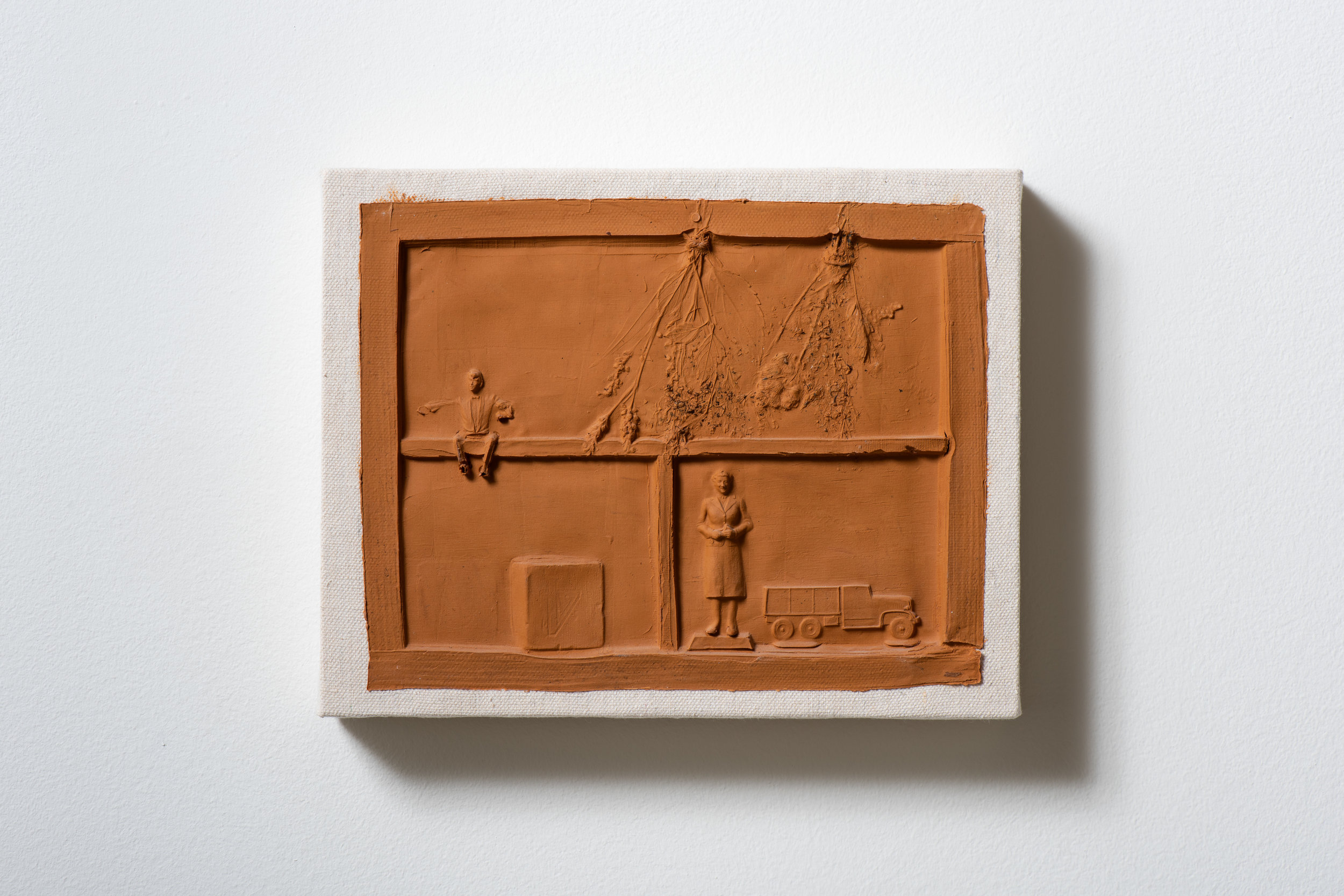 Raw Sienna , 2019 Acrylic and canvas 8 1/4 x 10 1/2 x 1 1/2 inches
