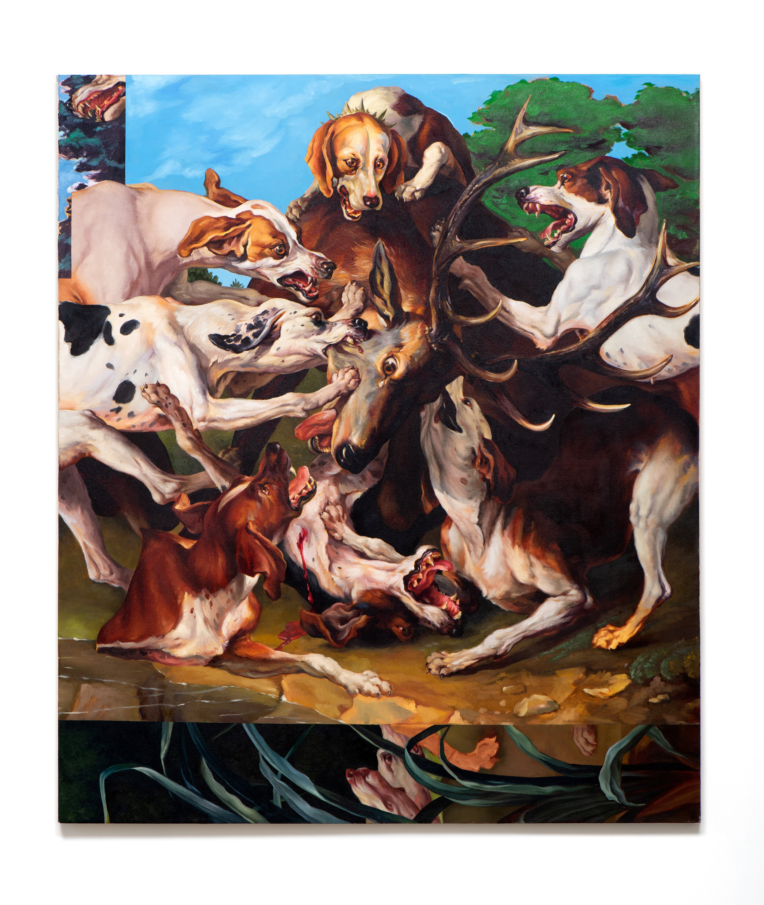   Stag Hunt Painting (Desportes) , 2019 Oil on canvas 56 x 48 inches 