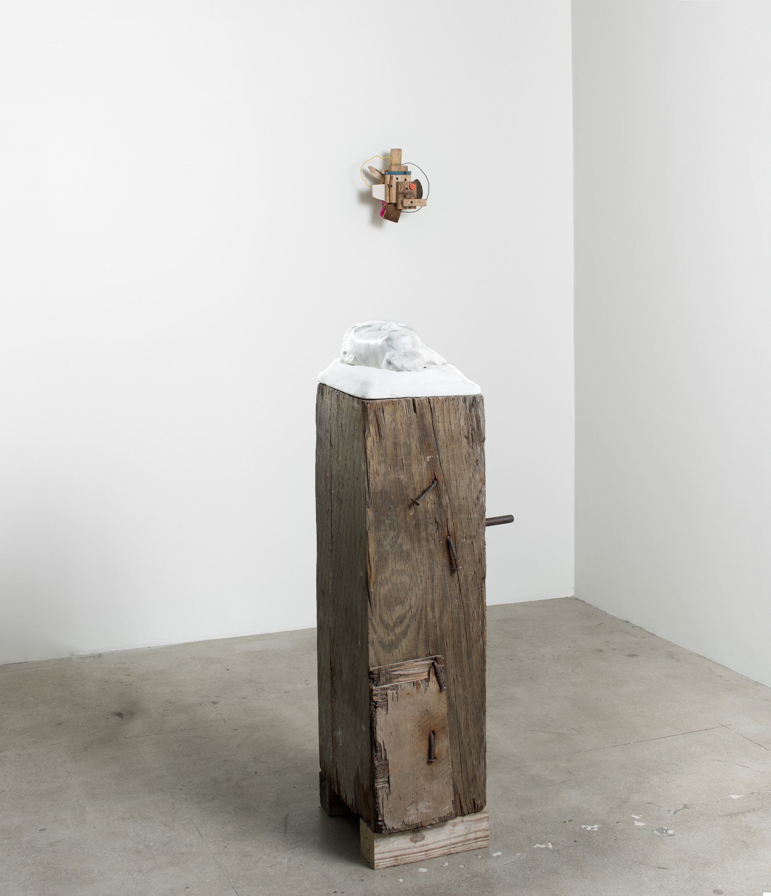  Installation View  Sleepin In , 2019 Found object, marble, and hardware 48 x 16 1/2 x 16 inches 