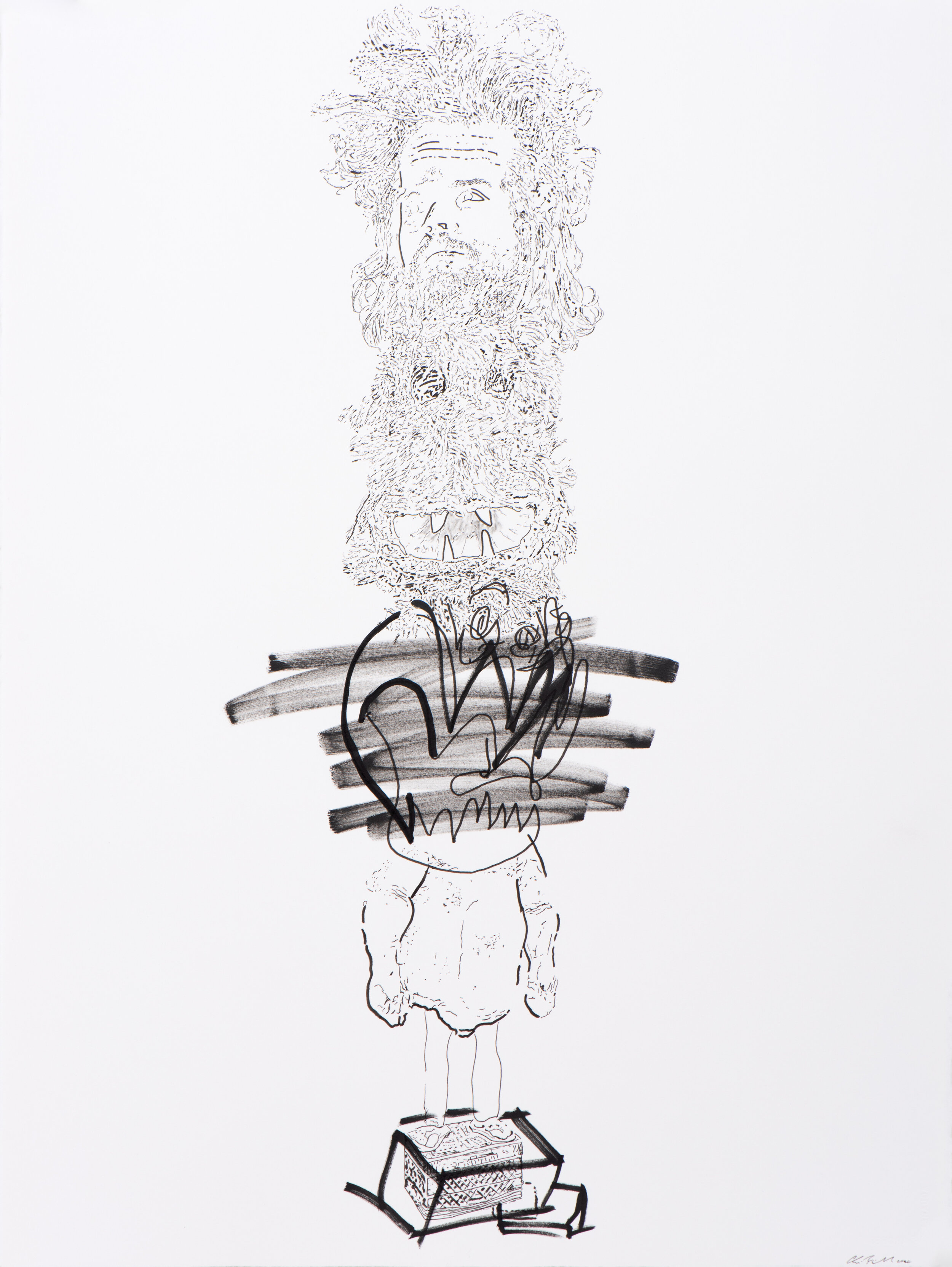   Totem II , 2020 Ink on paper 30 x 22 inches 