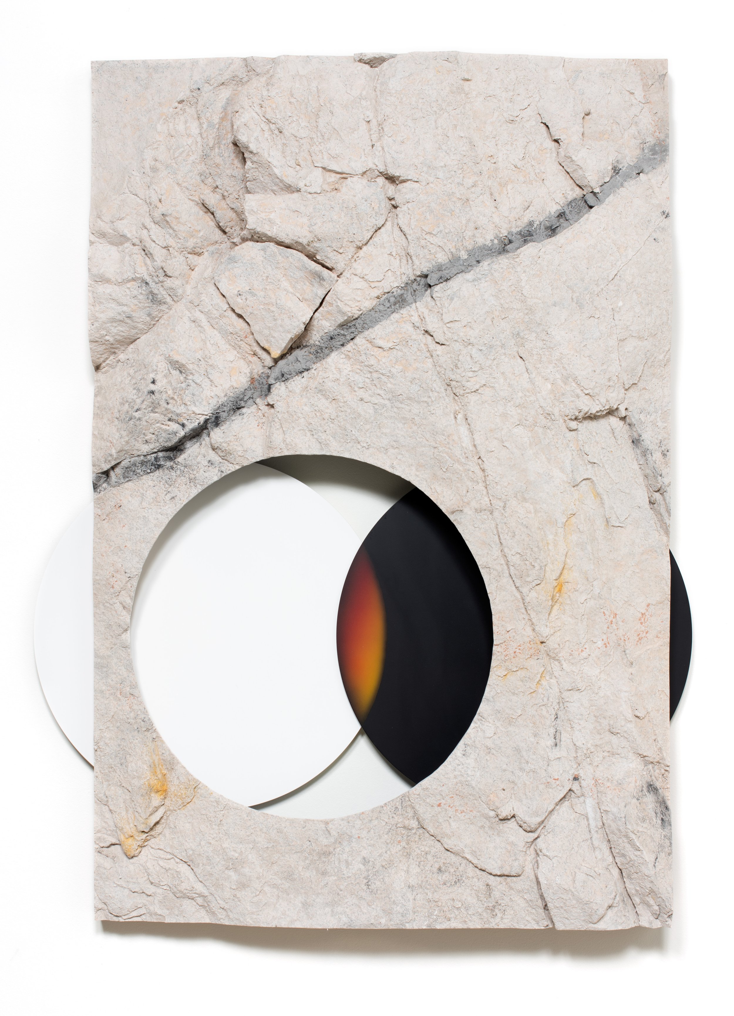   Internal Clock , 2020&nbsp; Acrylic, natural pigments, granite dust, aluminum, and wood&nbsp; 48 x 37 x 4 3/4 inches&nbsp; 