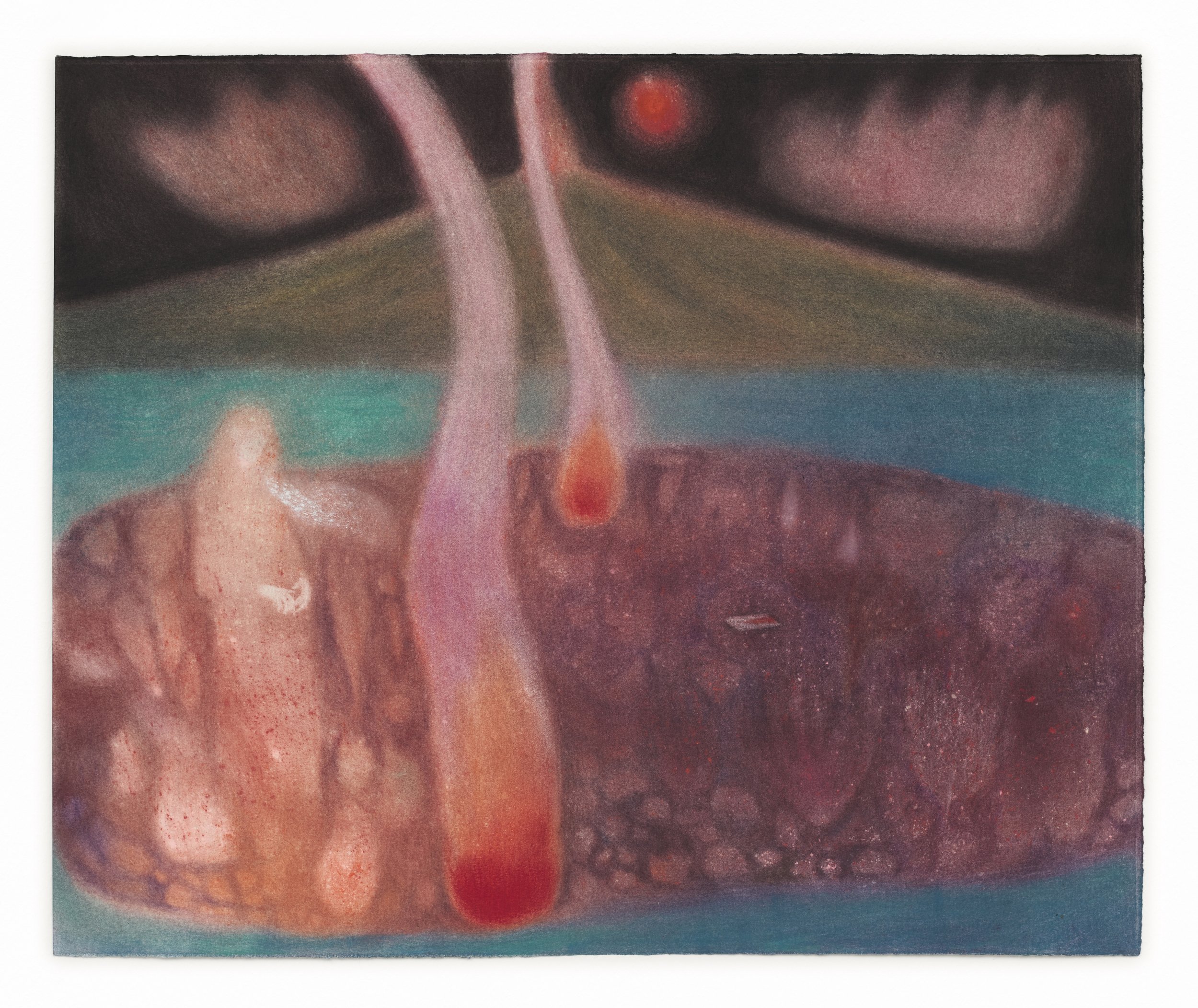  Mary Herbert  The Island , 2021 Soft pastel on paper 19 x 21 5/8 x 1 1/2 inches (framed) 