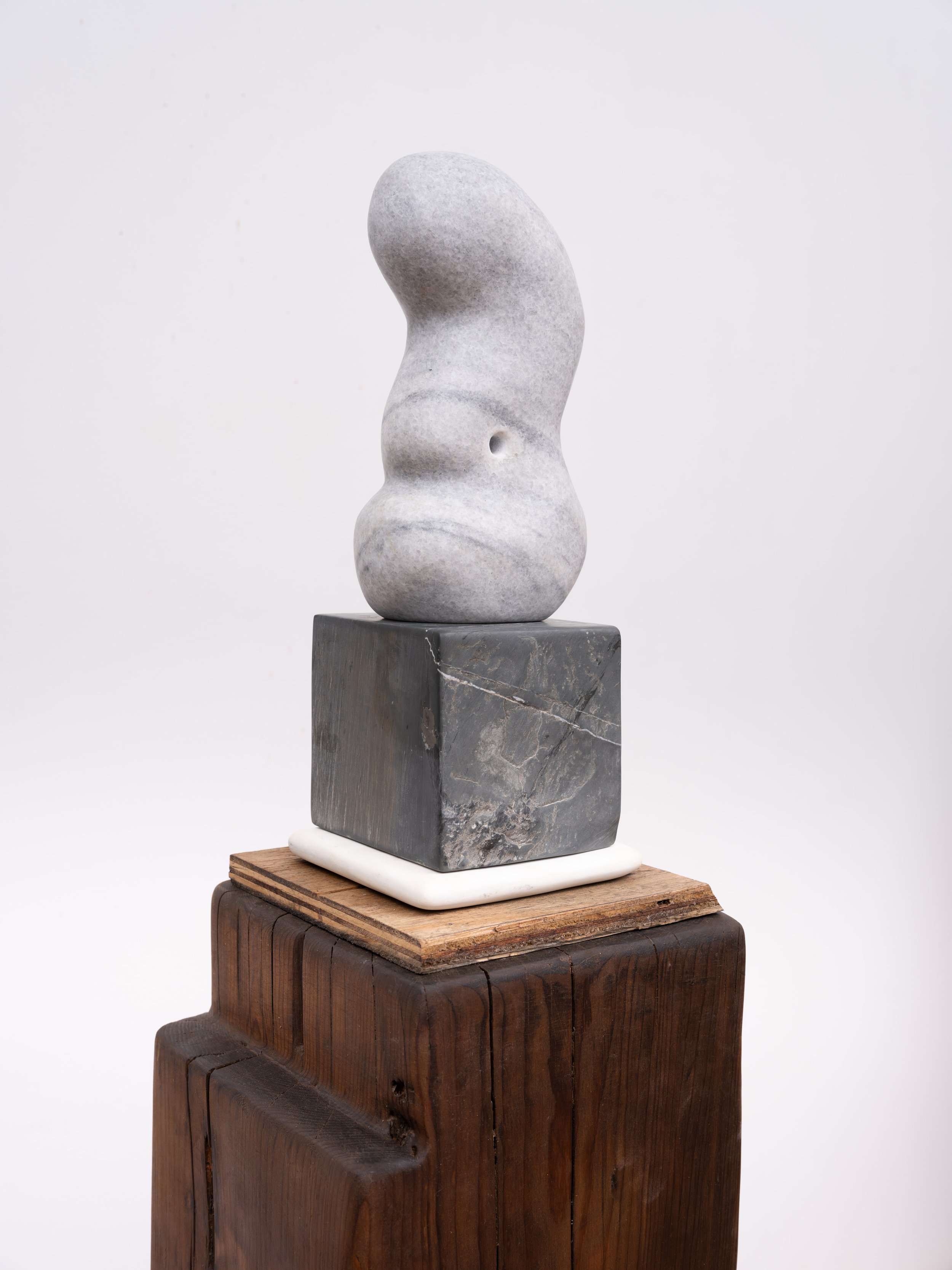   Talking Snake , 2022 Mixed marbles and wood 60 x 12 x 12 inches 
