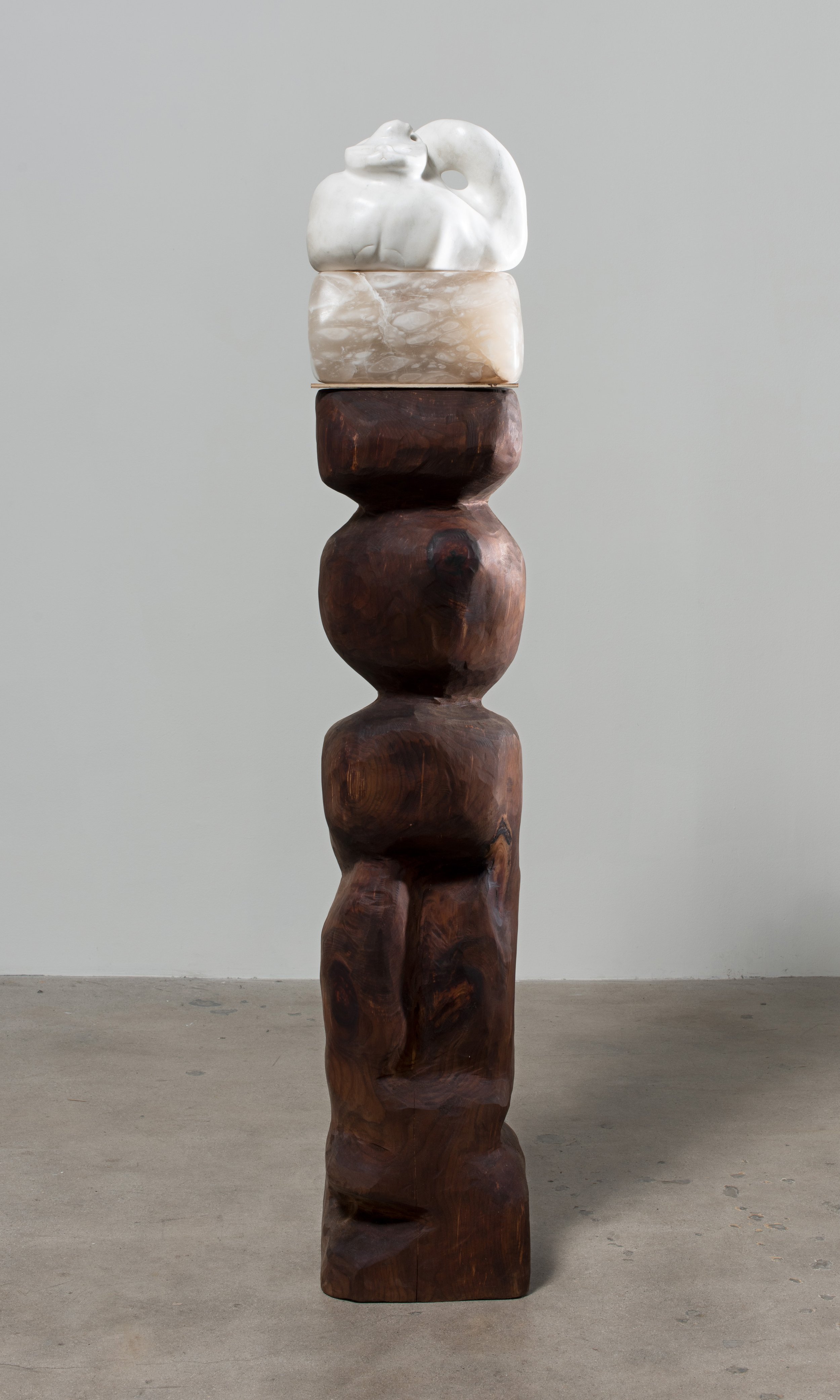   Soft Moon , 2020 Wood, alabaster, and marble 61 1/2 x 11 x 11 inches&nbsp; 