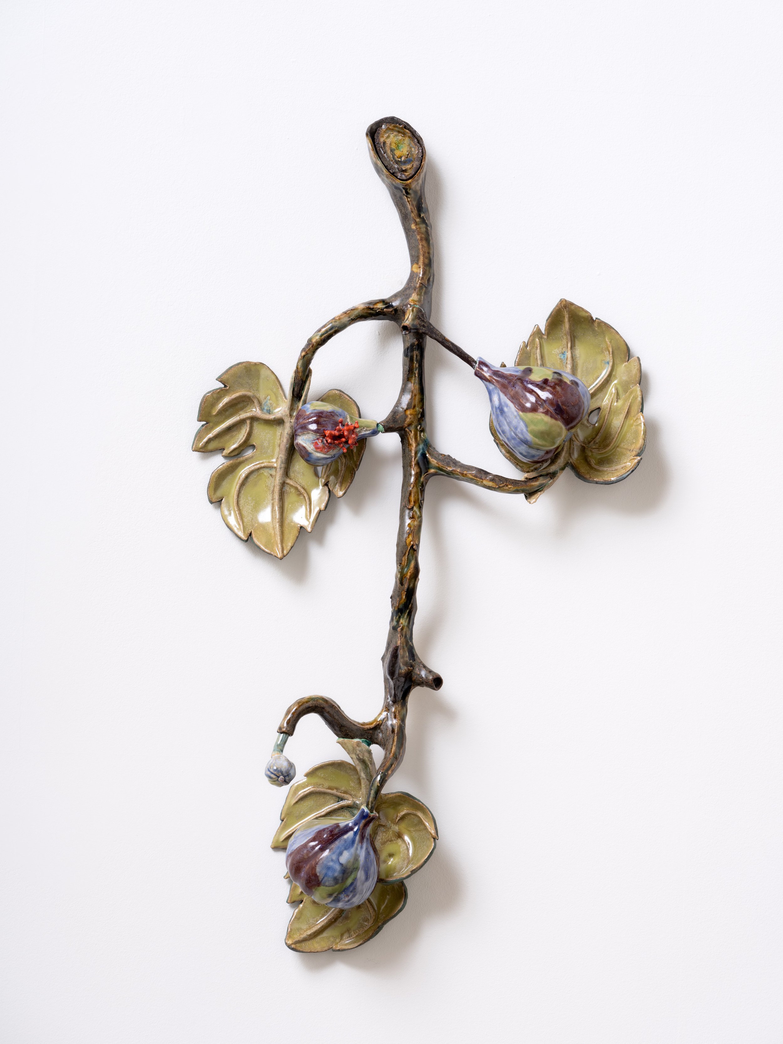  Branch of Figs , 2022  Glazed porcelain  40 x 21 x 6 inches (101.6 x 53.3 x 15.2 cm)&nbsp; 