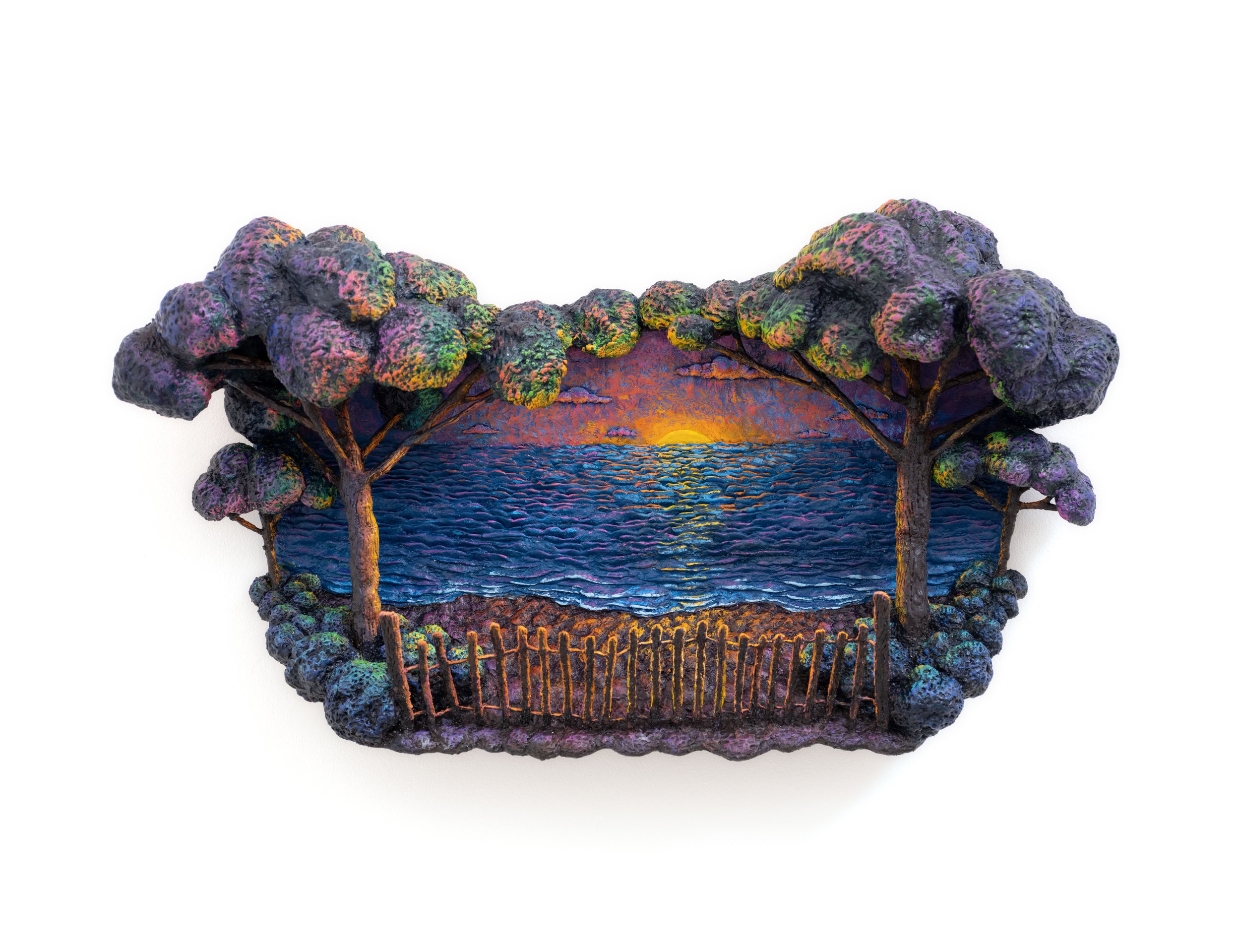   Sunset , 2023 Cardboard, wood, epoxy resin, and acrylic paint 30 x 17 x 9 inches&nbsp; 