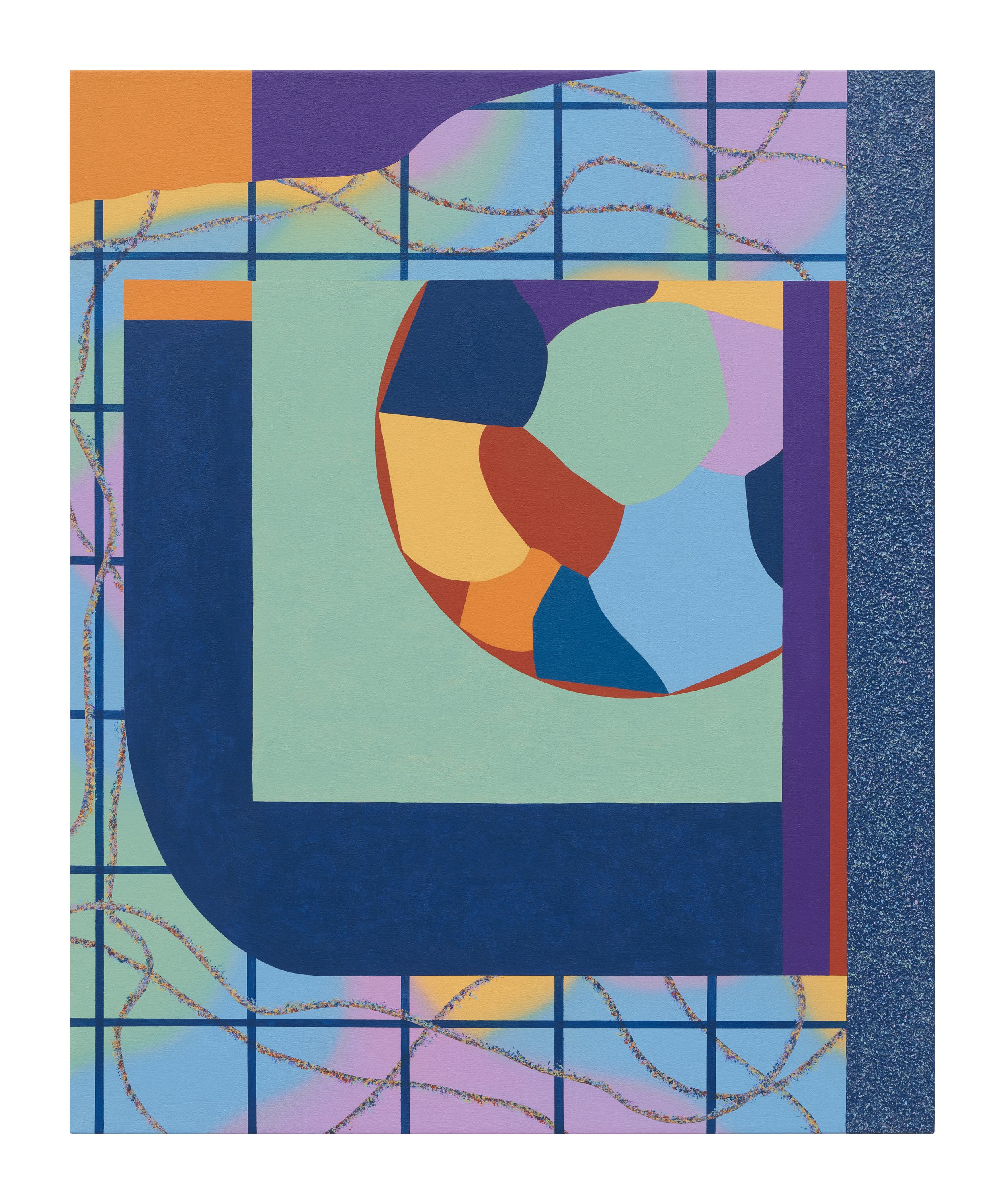   bläuliches Grün/Mosaikform (Bluish Green/Mosaic Shape) , 2021 Acrylic on canvas 31 1/2 x 25 x 1 1/4 inches 
