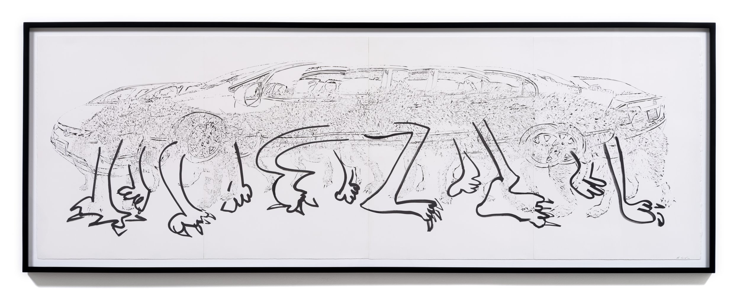   Ship , 2022 Ink on paper 32 1/2 x 92 x 1 1/2 inches (framed) 