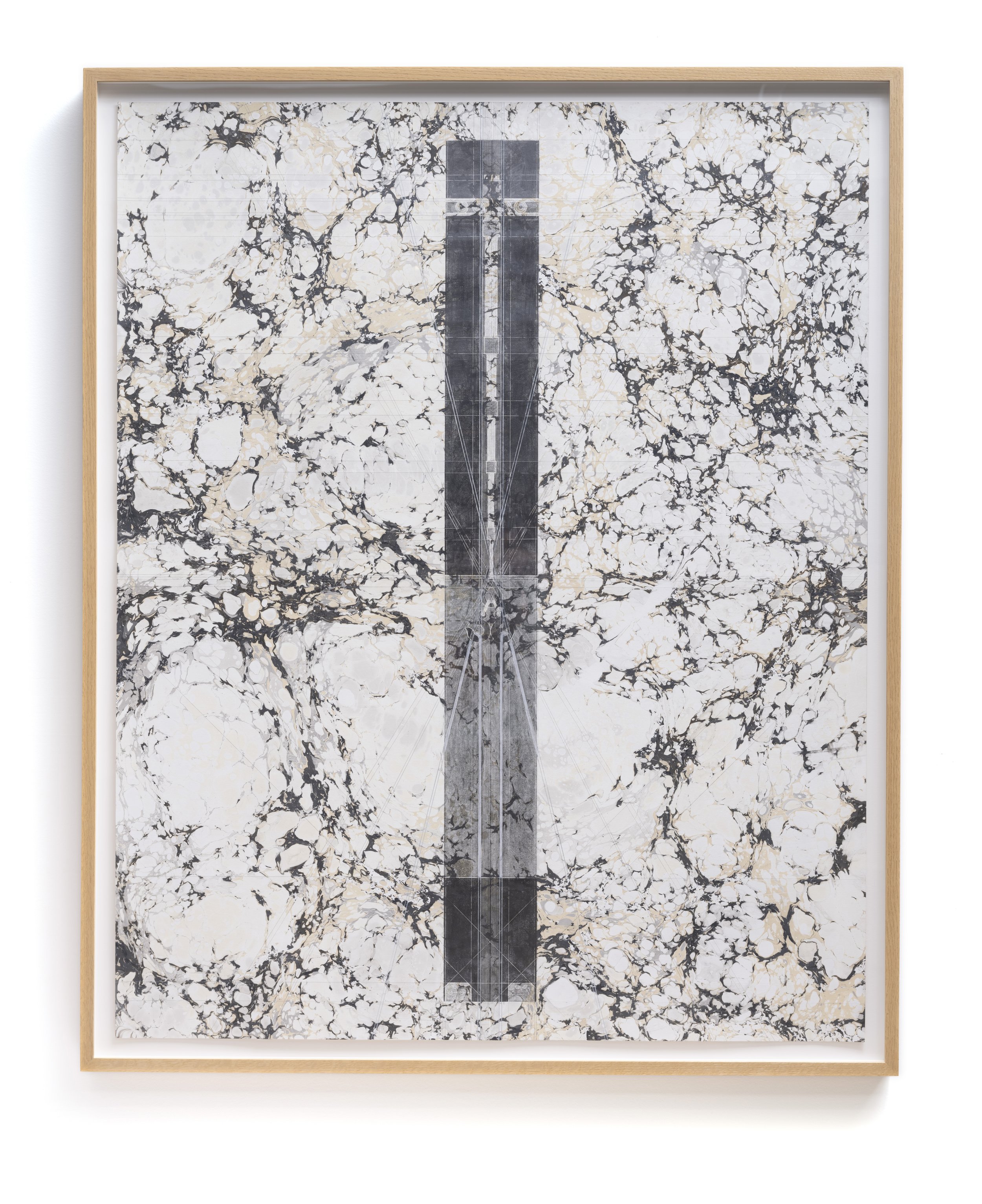   Arctic Mist (#31 1) , 2023 Graphite on handmarbled paper 52 x 42 x 2 1/4 inches (framed)&nbsp; 