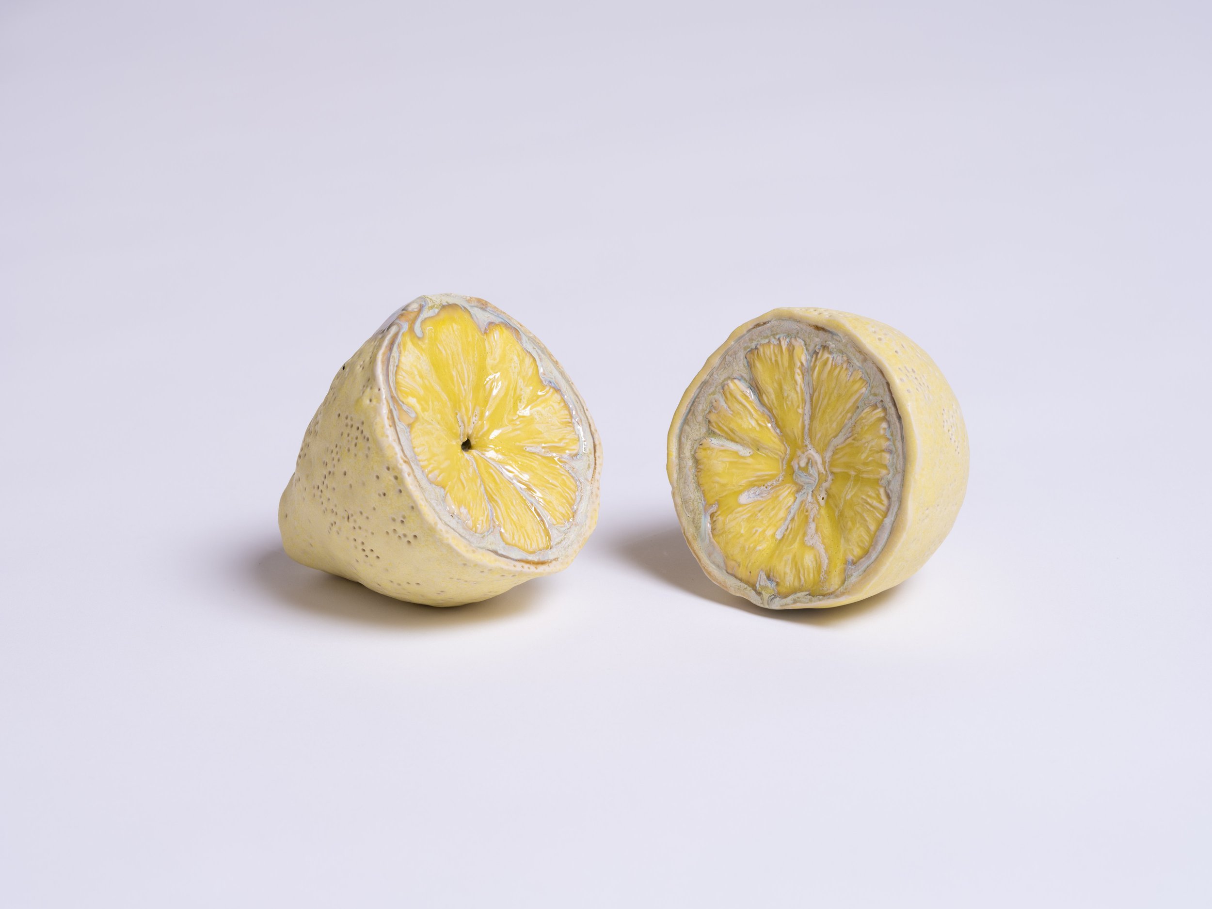   Split Lemon , 2022 Glazed porcelain 5 x 4 x 4 inches each&nbsp; 